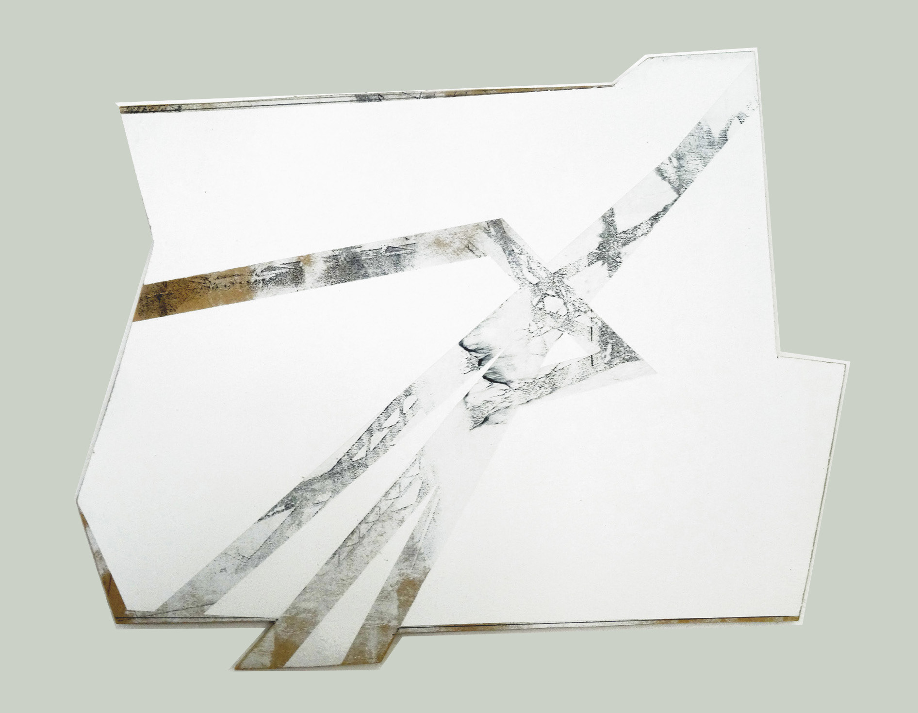 PUZZLE I, transfert photo, acryl sur bois découpé, environ 35/45 cmcm