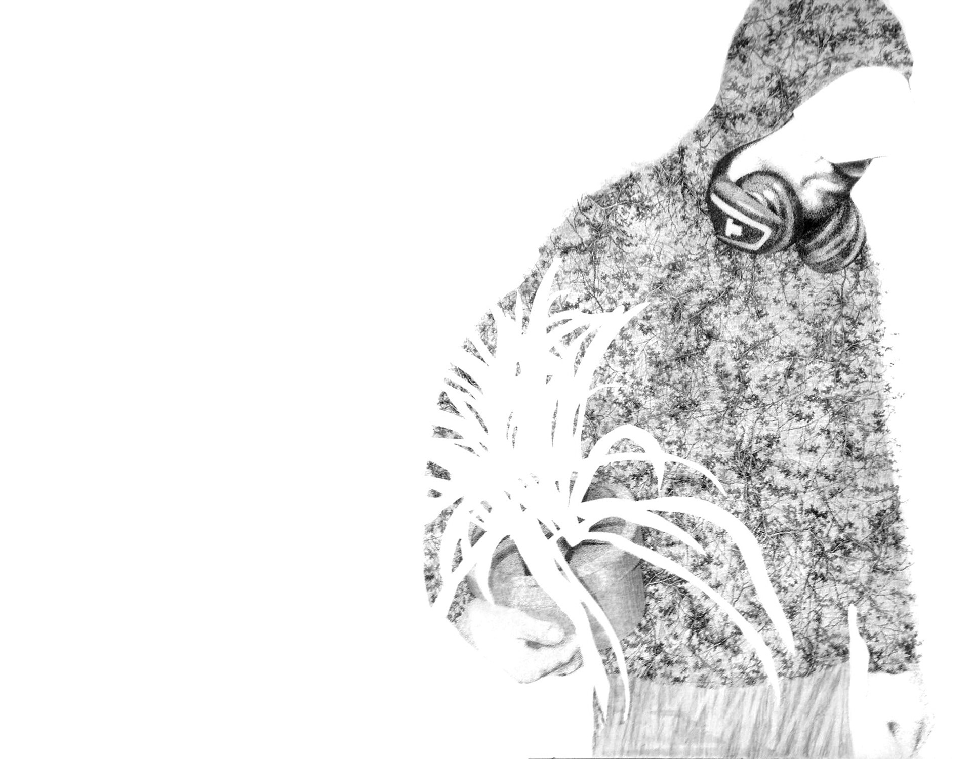 MAXIME encre de chine sur bois 120/75 cm