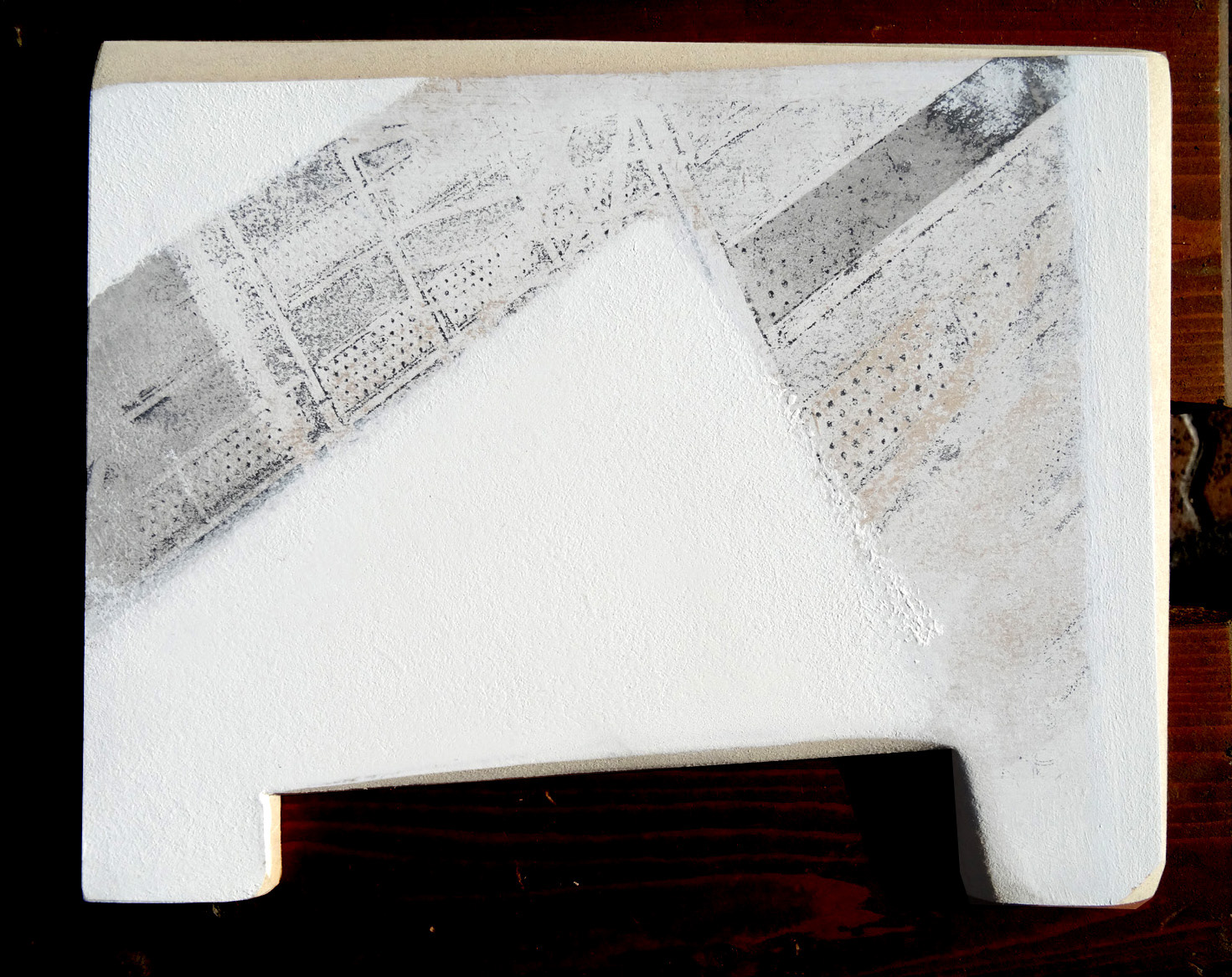 ARCH II, transfert photo, acryl sur bois découpé, 15 x 21 cm 