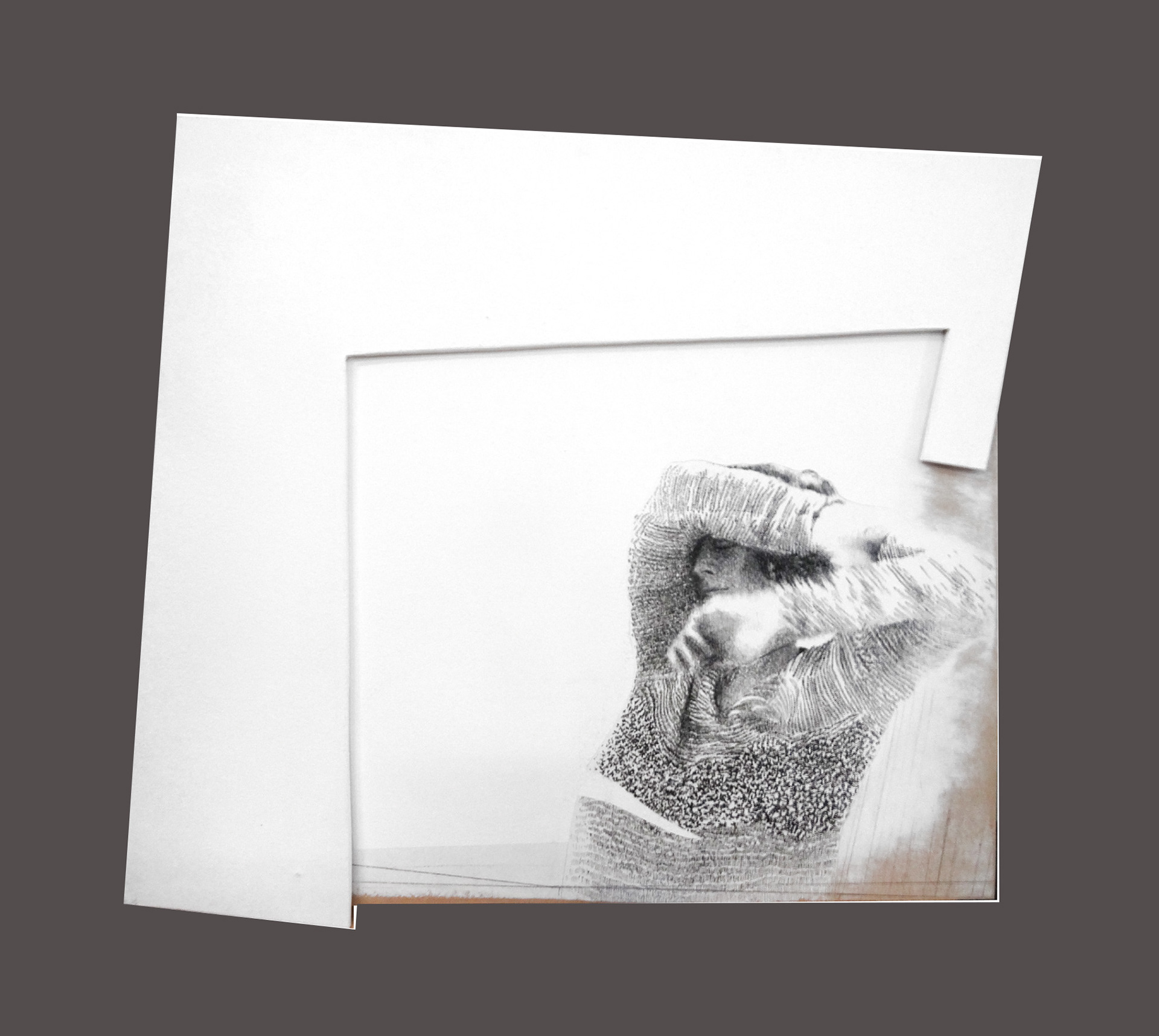 ESPACE II, encre de Chine, crayon papier sur bois, environ 60/40 cm