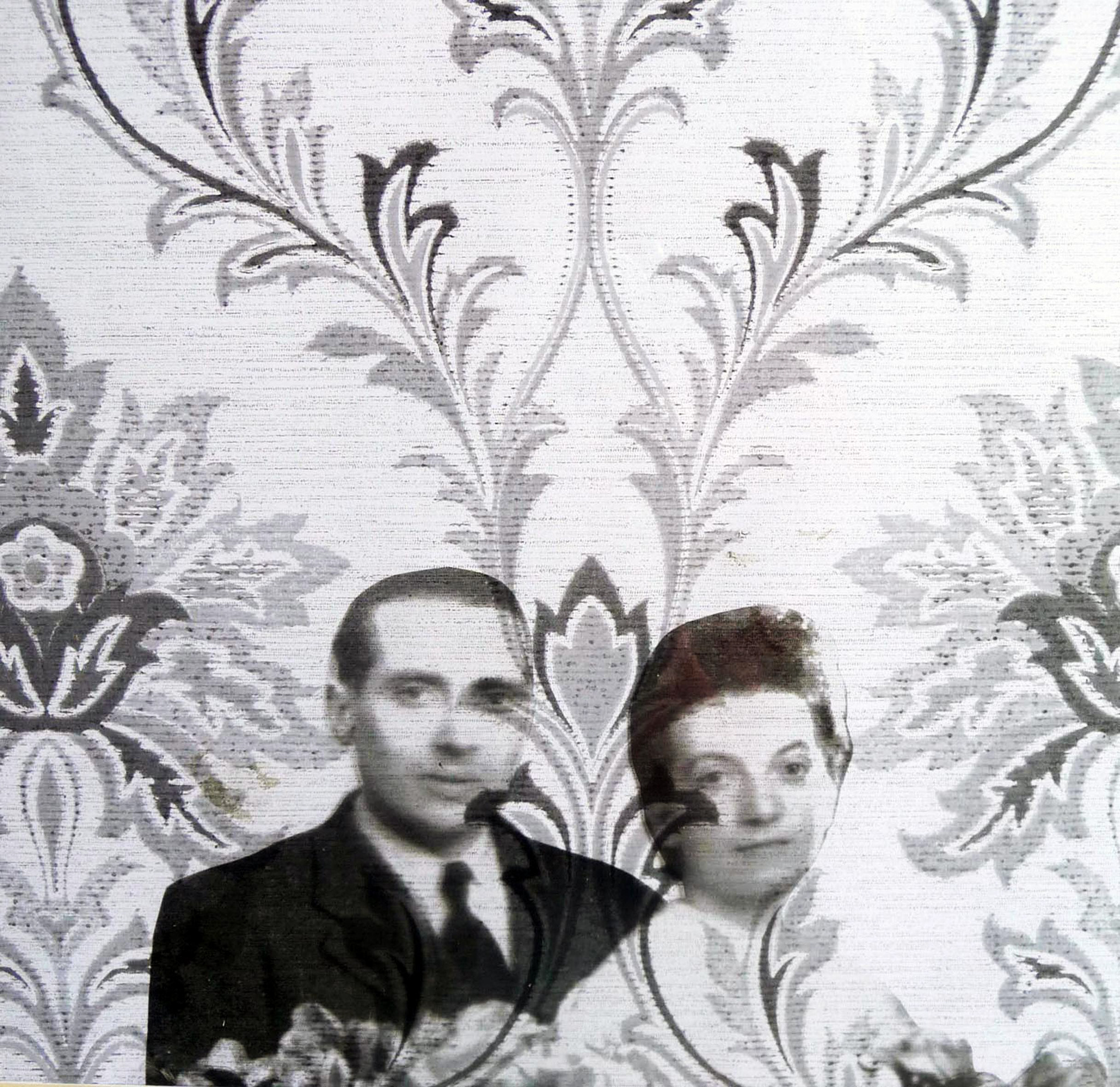 PHOTOS DE FAMILLE II, transfert photo, calque transparant, 45 x 42 cm