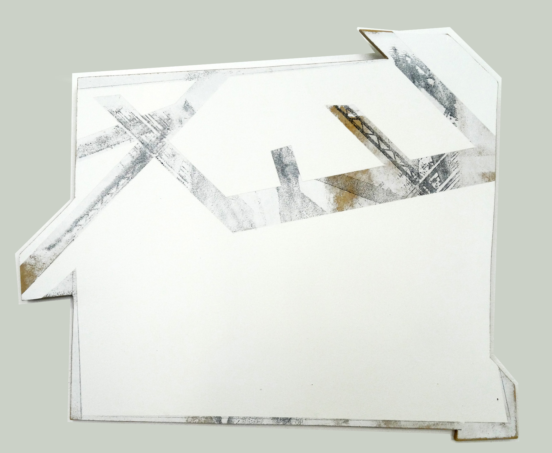 PUZZLE III, transfert photo, acryl sur bois découpé, environ 35/45 cmn