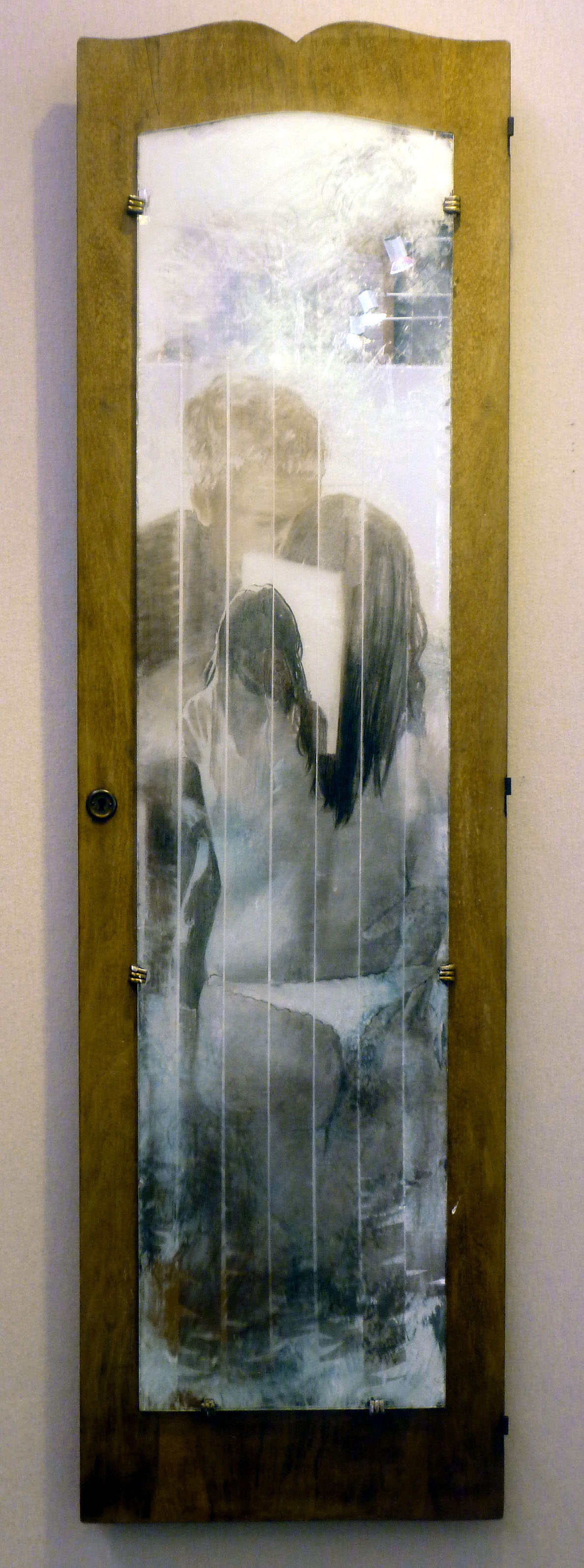 TRACES V, ruban transparant, fusain, miroir