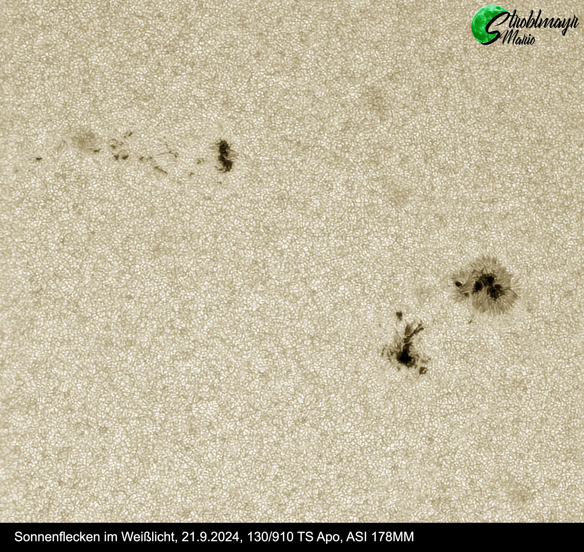 Sonnenflecke im 130/910 Apo am 21.9.24