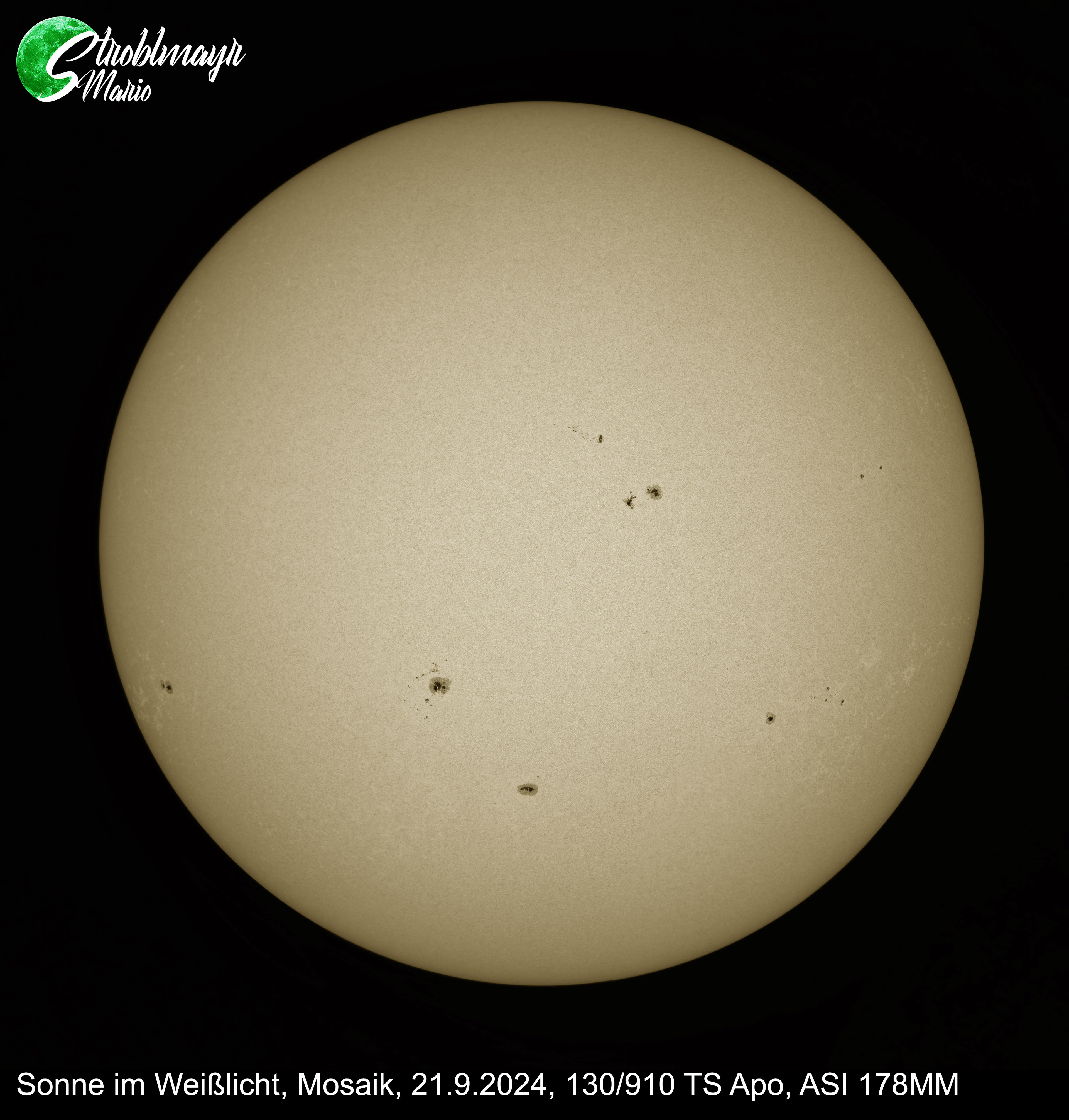 Sonne im 130/910 Apo am 21.9.24