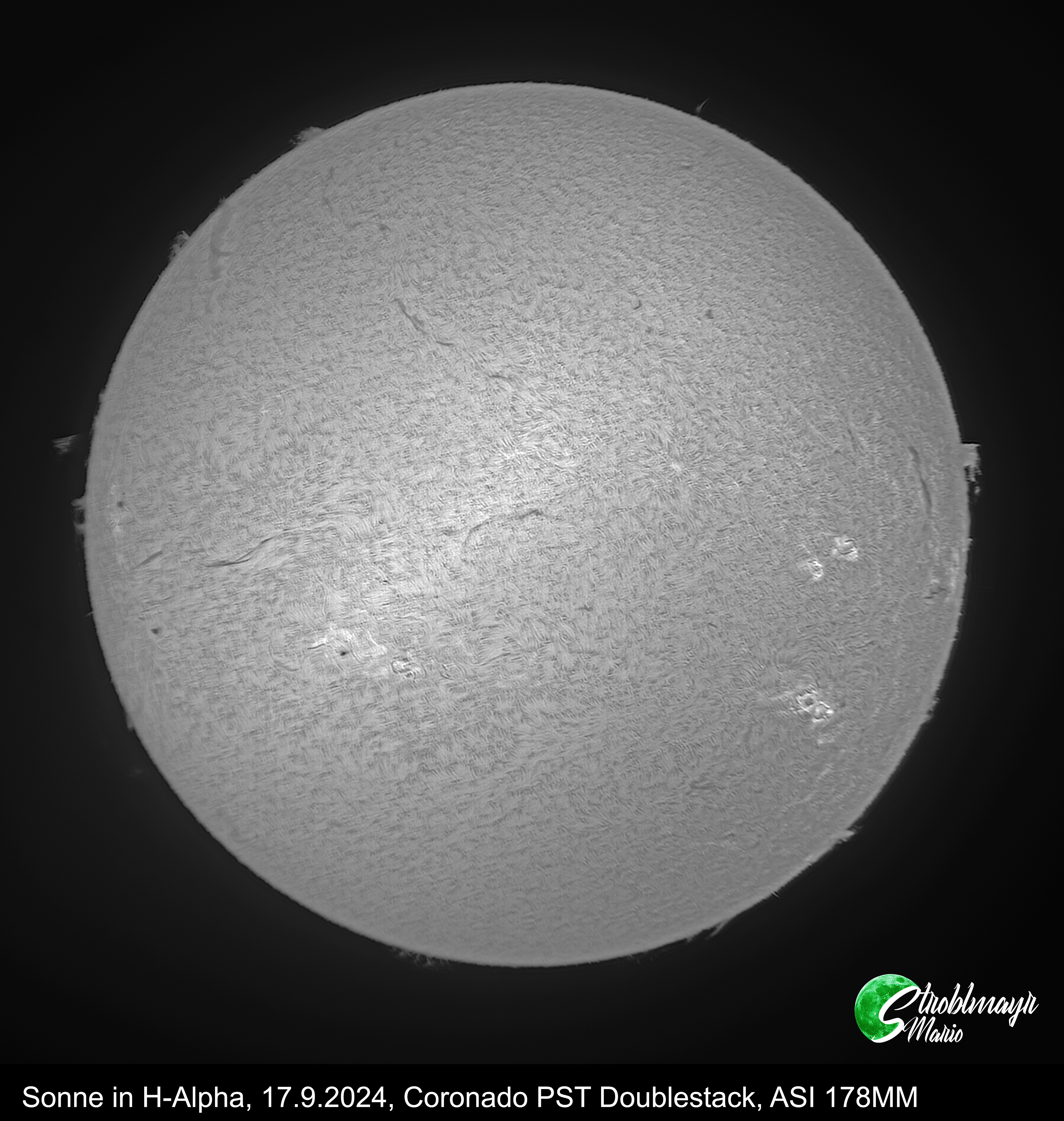 H-Alpha Sonne im Coronado PST am 17.9.24