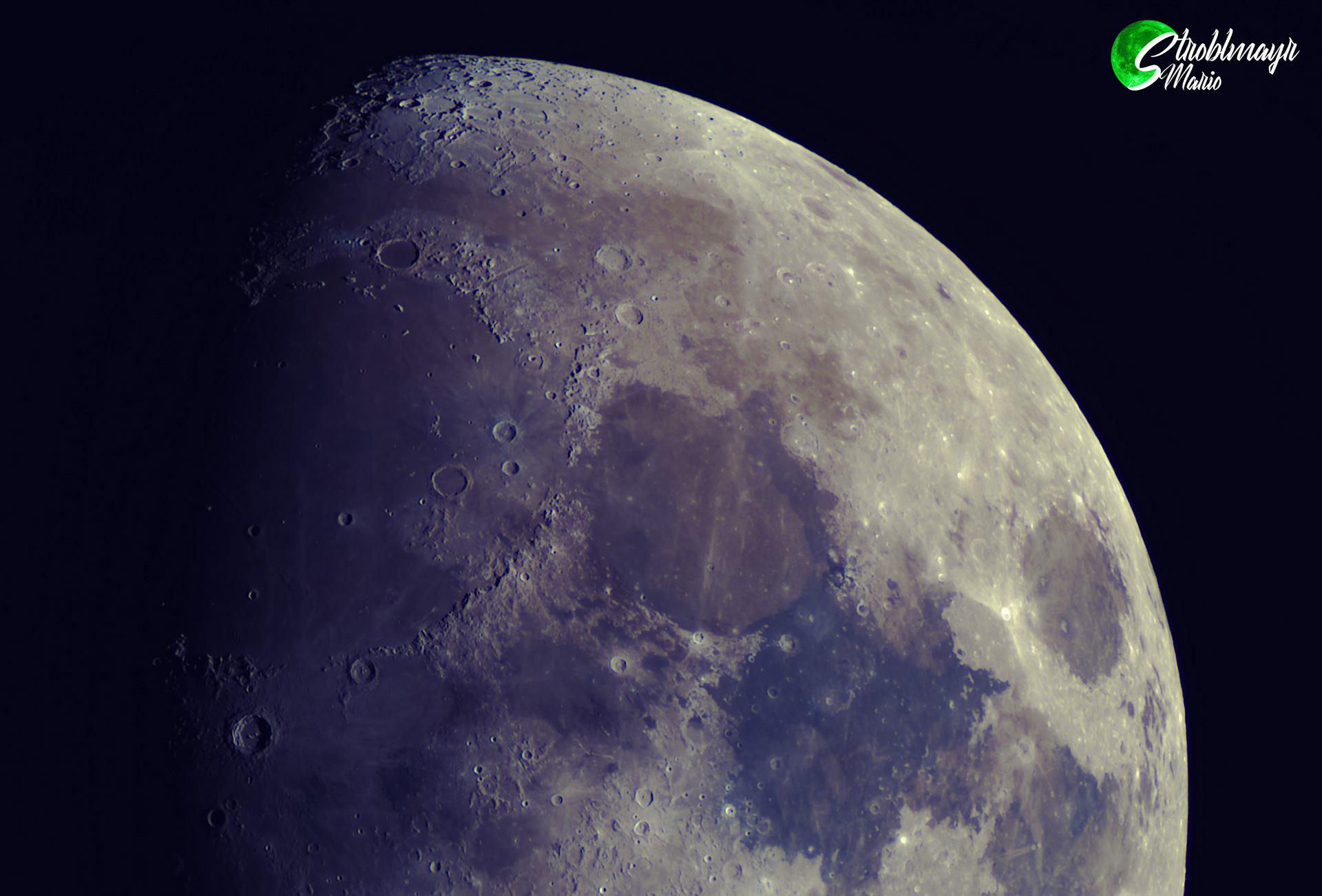 Mond im 130mm Apo mit Farbverstärkung um Mineralien sichtbar zu machen - 15.7.2024