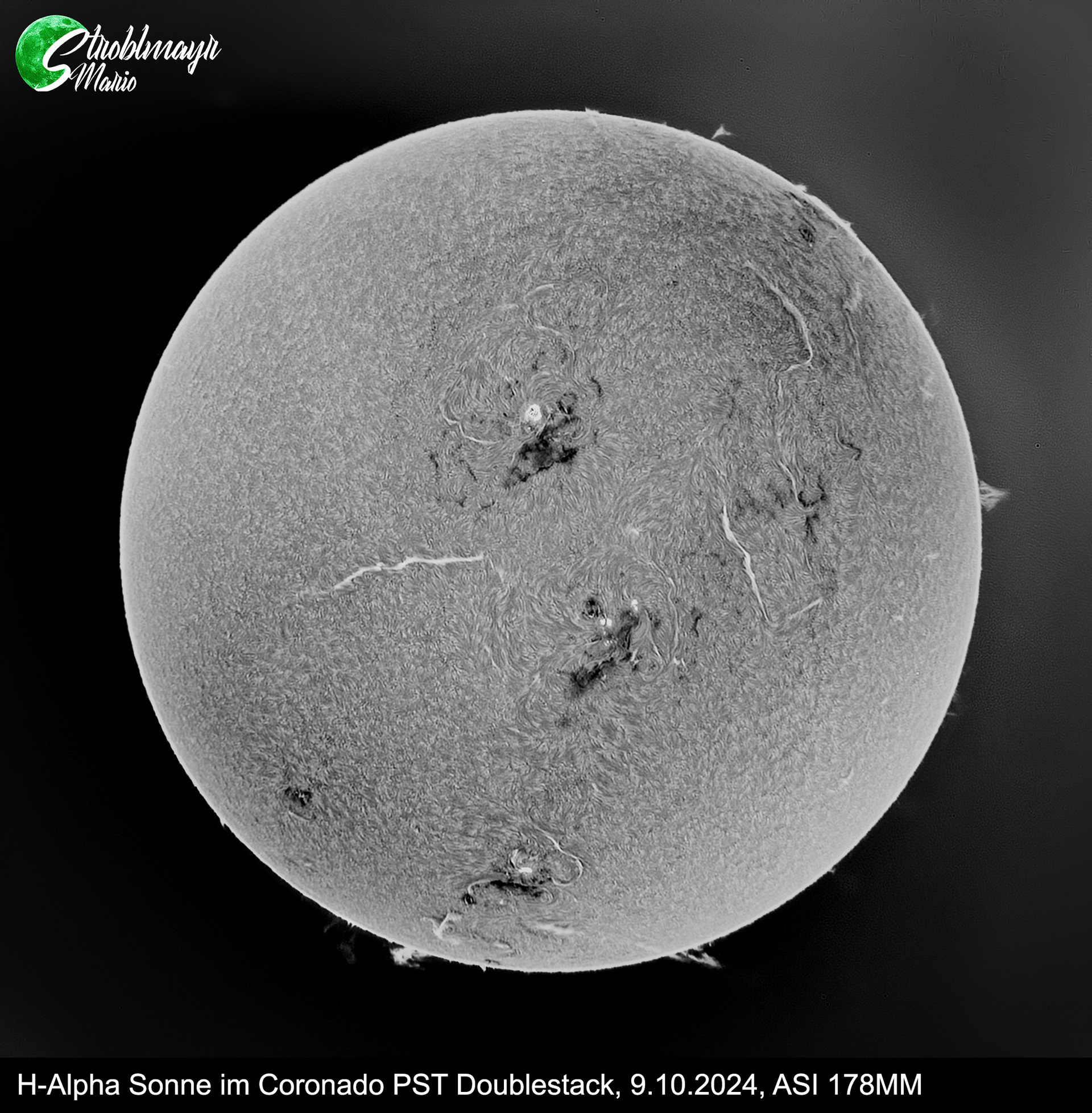 H-Alpha Sonne im Coronado PST am 9.10.24