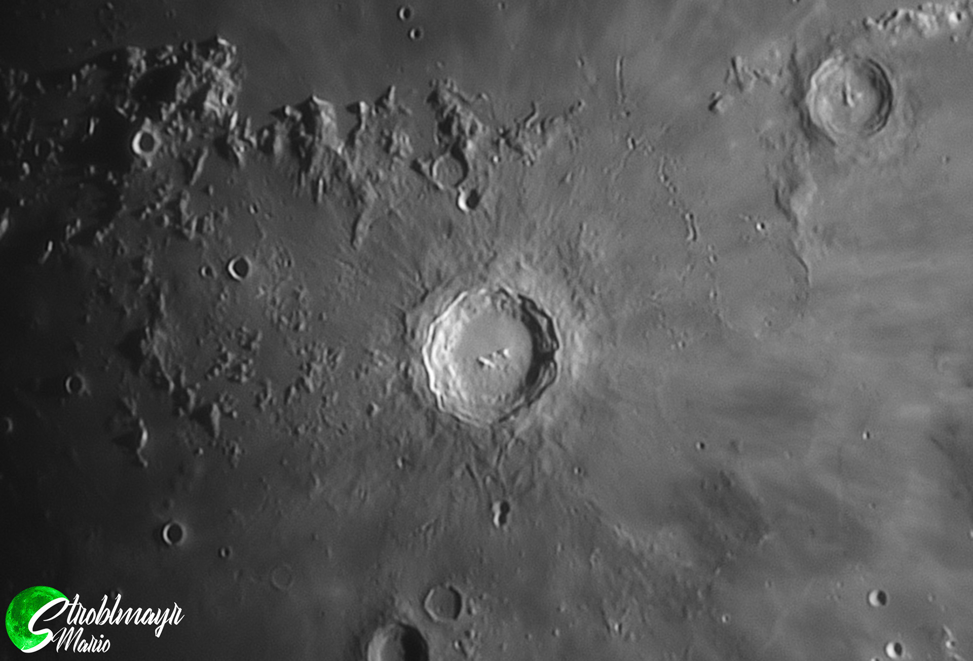 Krater Copernicus am Mond im 130mm Apo am 17.6.24