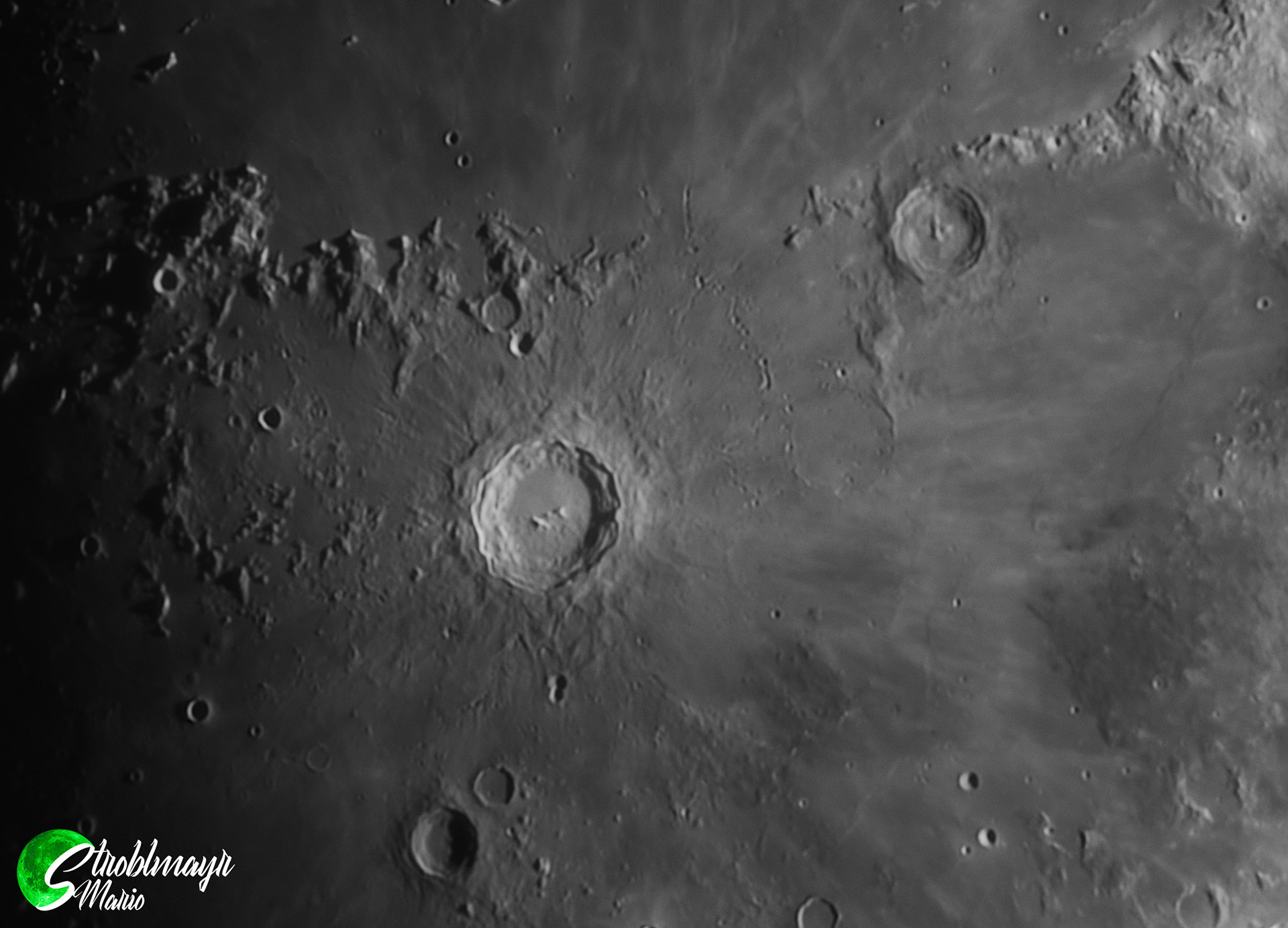 Umgebung von Copernicus am Mond im 130mm Apo am 17.6.24