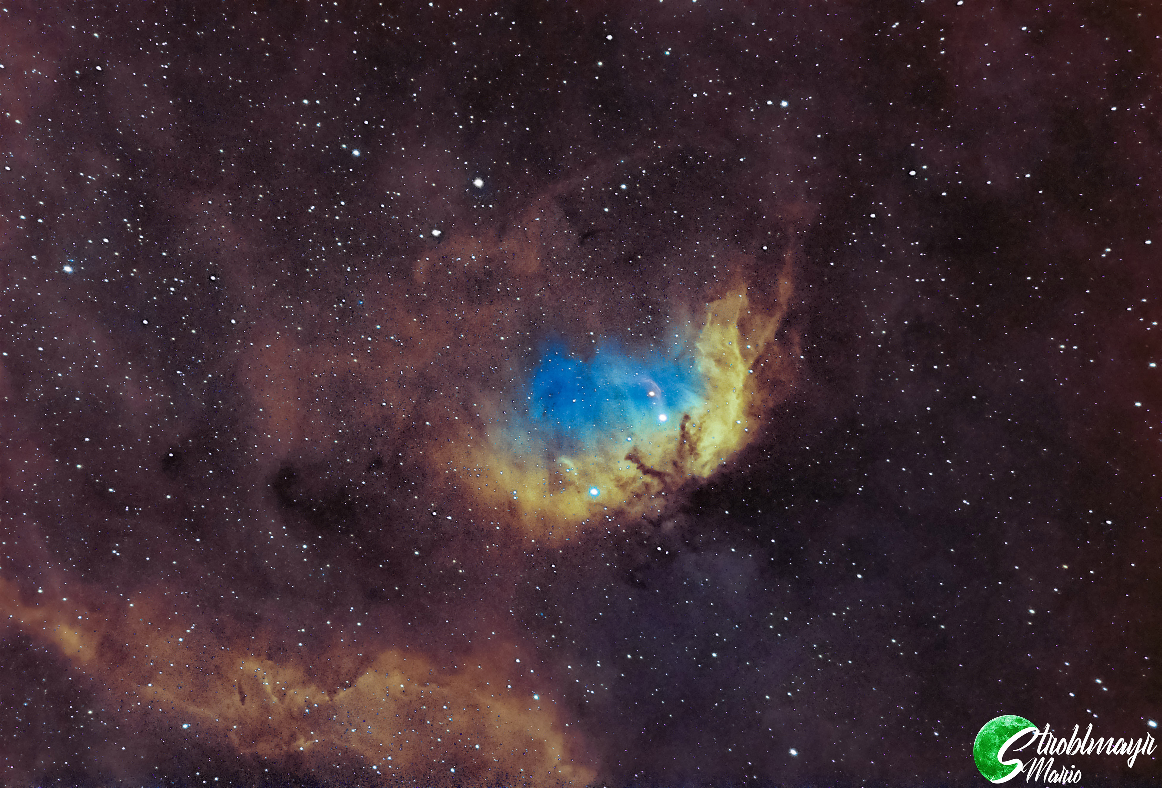 Tulpennebel SH2-101 in der Falschfarben-Hubblepalette (130mm Apo) am 25.6.23