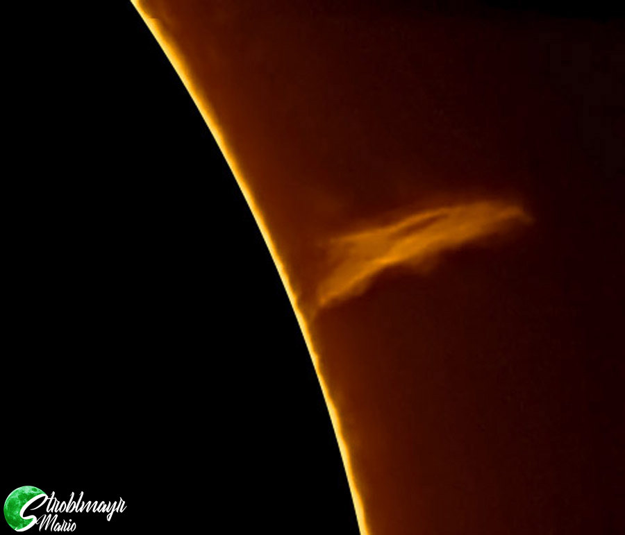 Protuberanz am Sonnenrand mit 40/400 PST, 30.7.2020