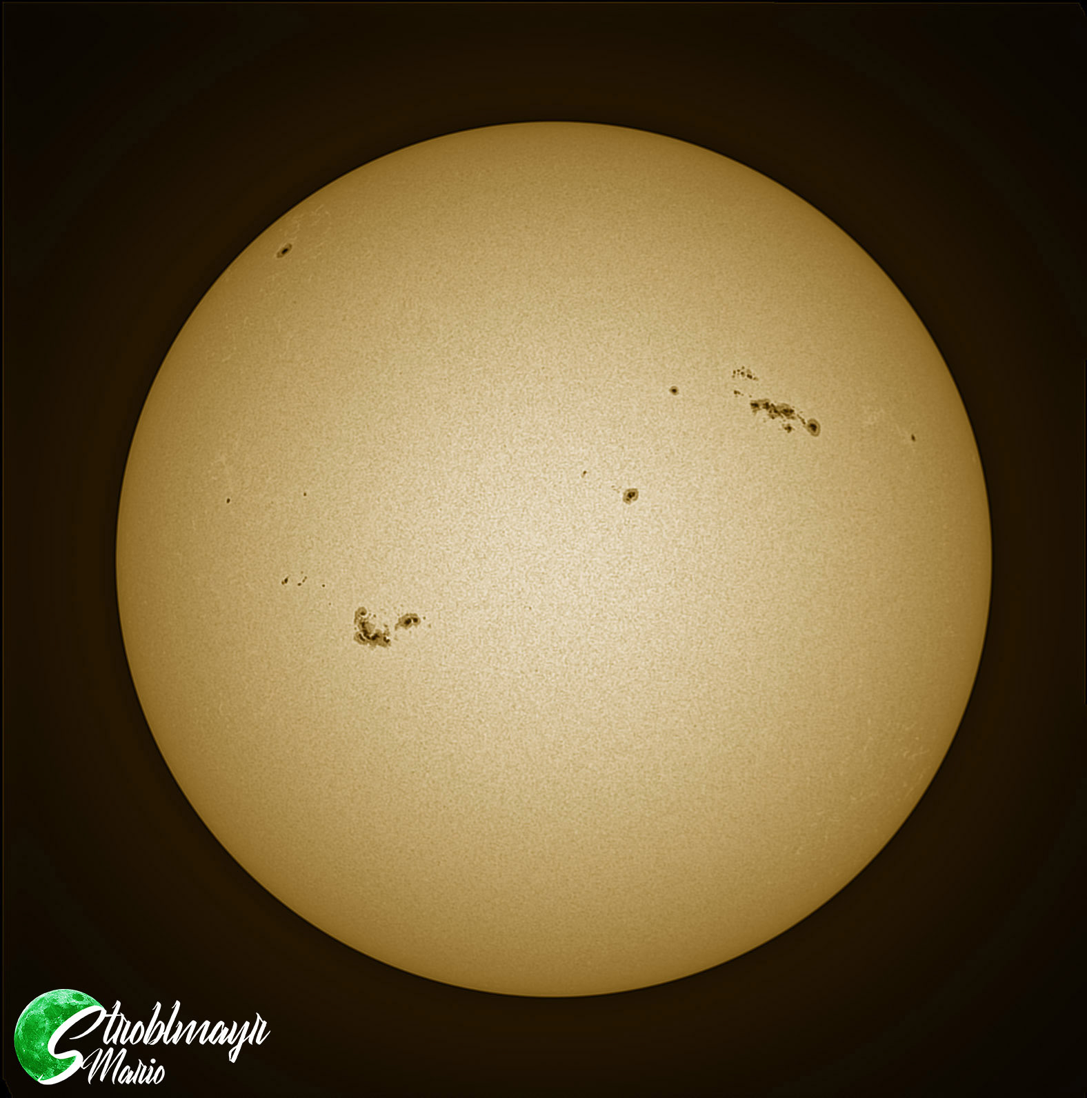 Anblick der Sonne im Weißlicht am 5.5.24 (60mm Refraktor mit Herschelkeil)