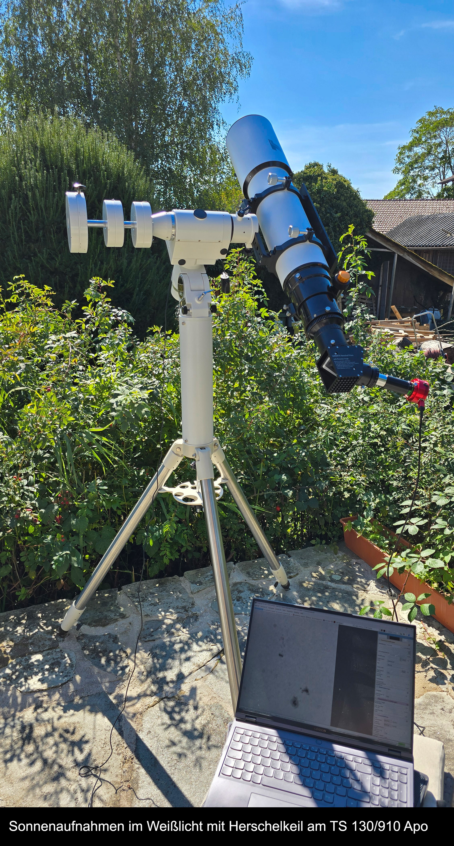 Sonne filmen mit 130/910 TS Apo und Herschelkeil