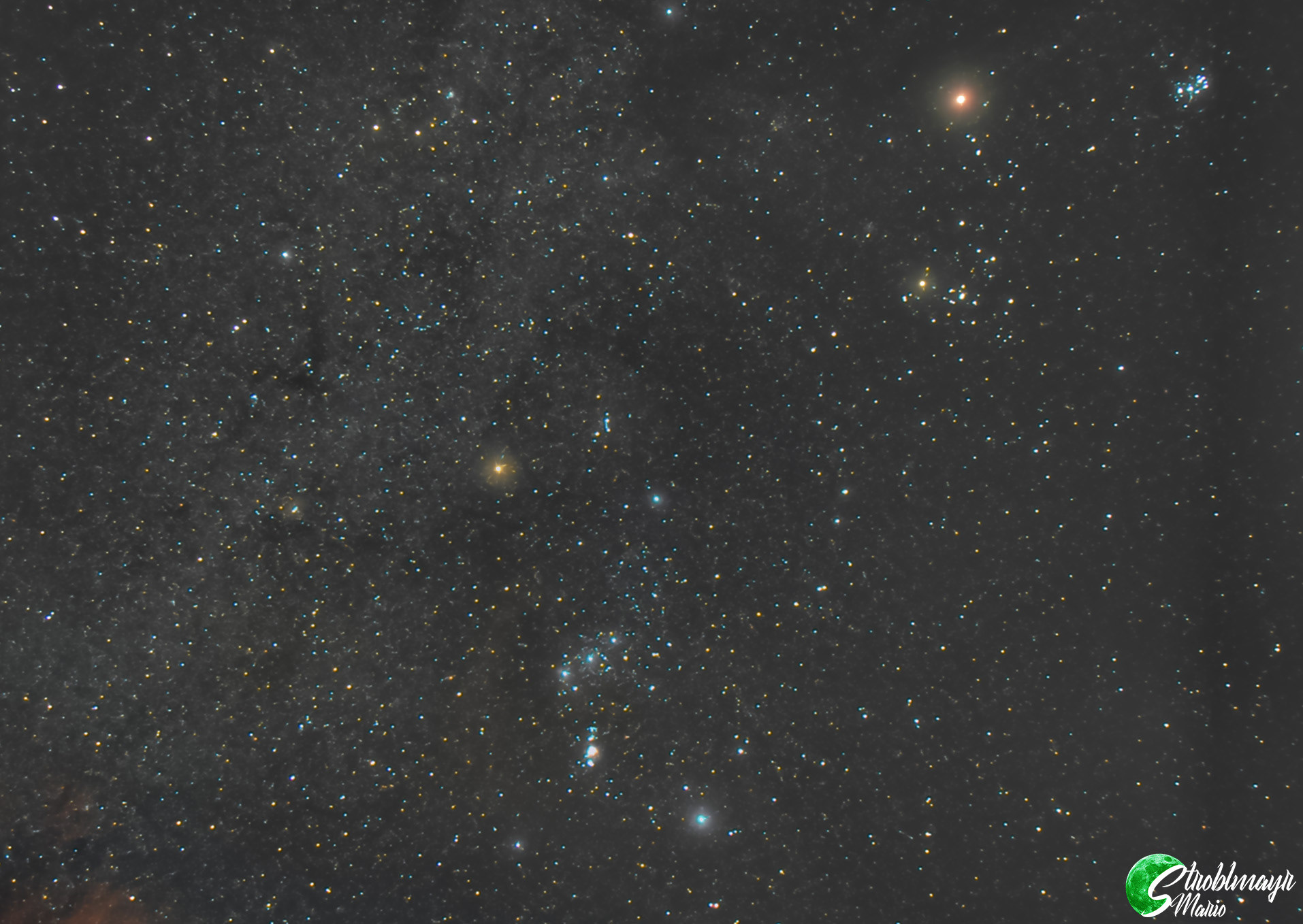 Sternbild Orion, Stier und Mars im Süden am 28.12.2022 