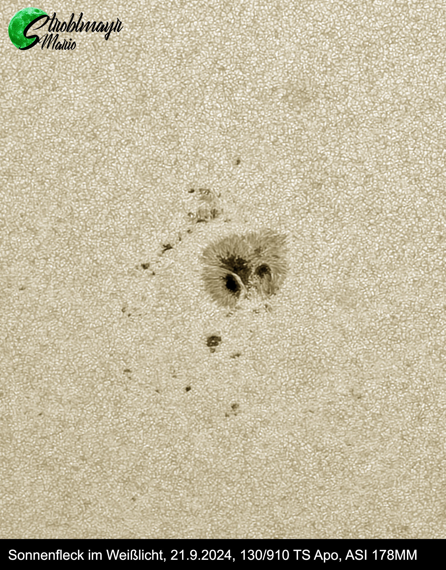 Sonnenflecke im 130/910 Apo am 21.9.24