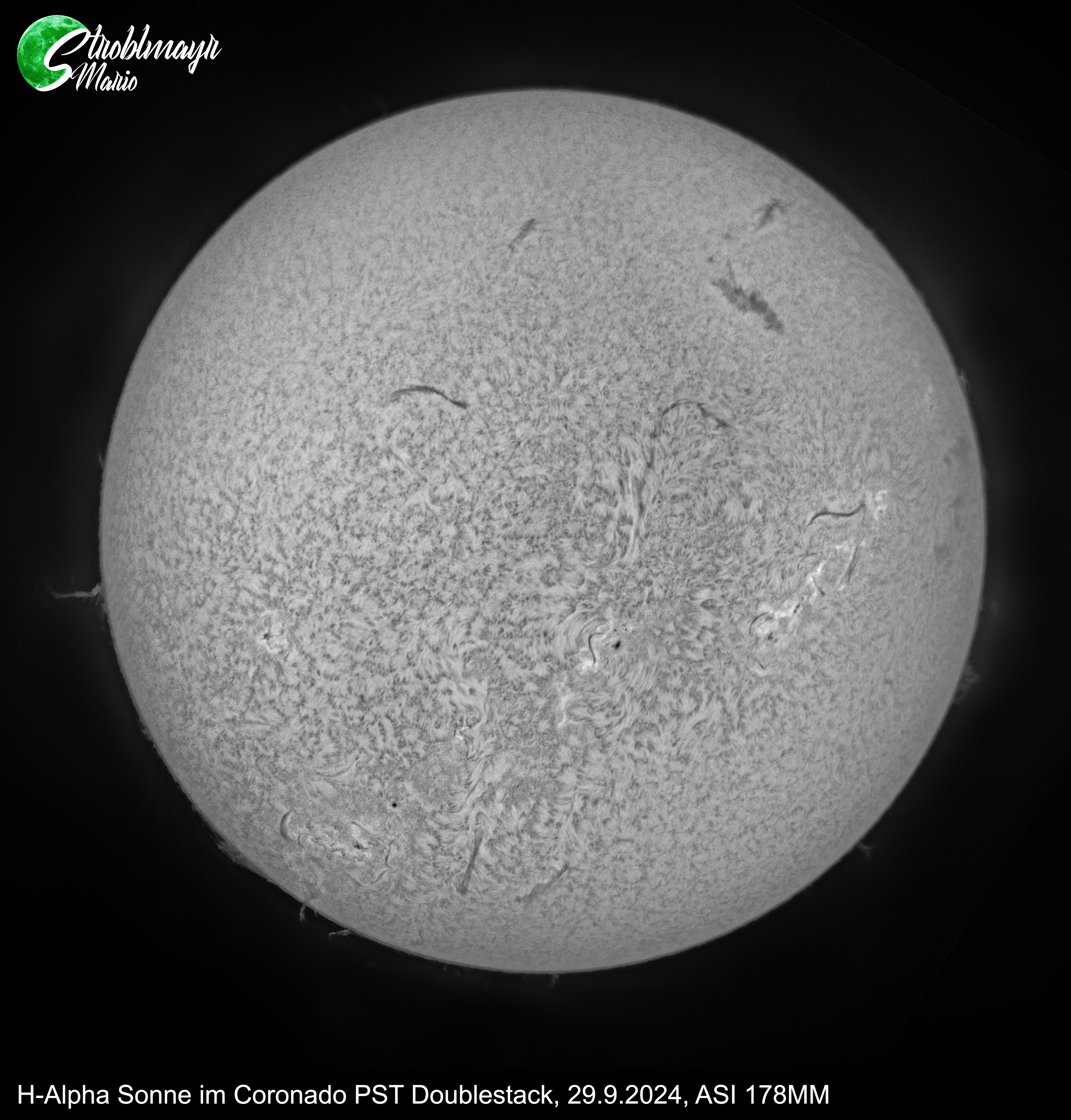 H-Alpha Sonne im Coronado PST am 29.9.24