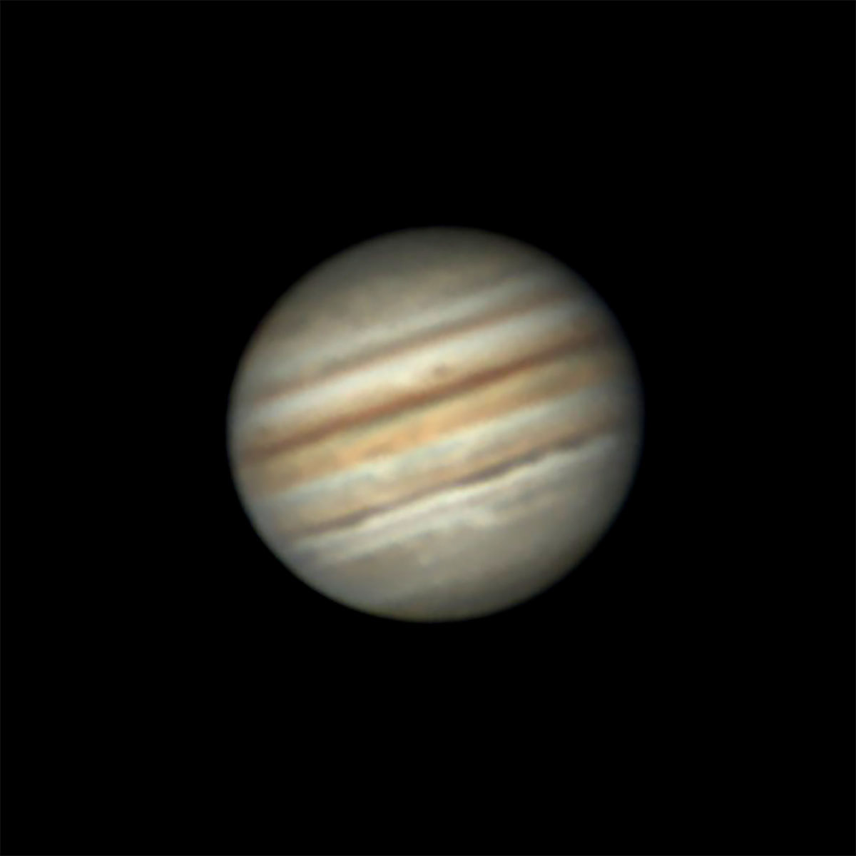 Jupiter im 200/1200 Dobson, 60% von 3000 Bilder gestackt, 11.7.2021