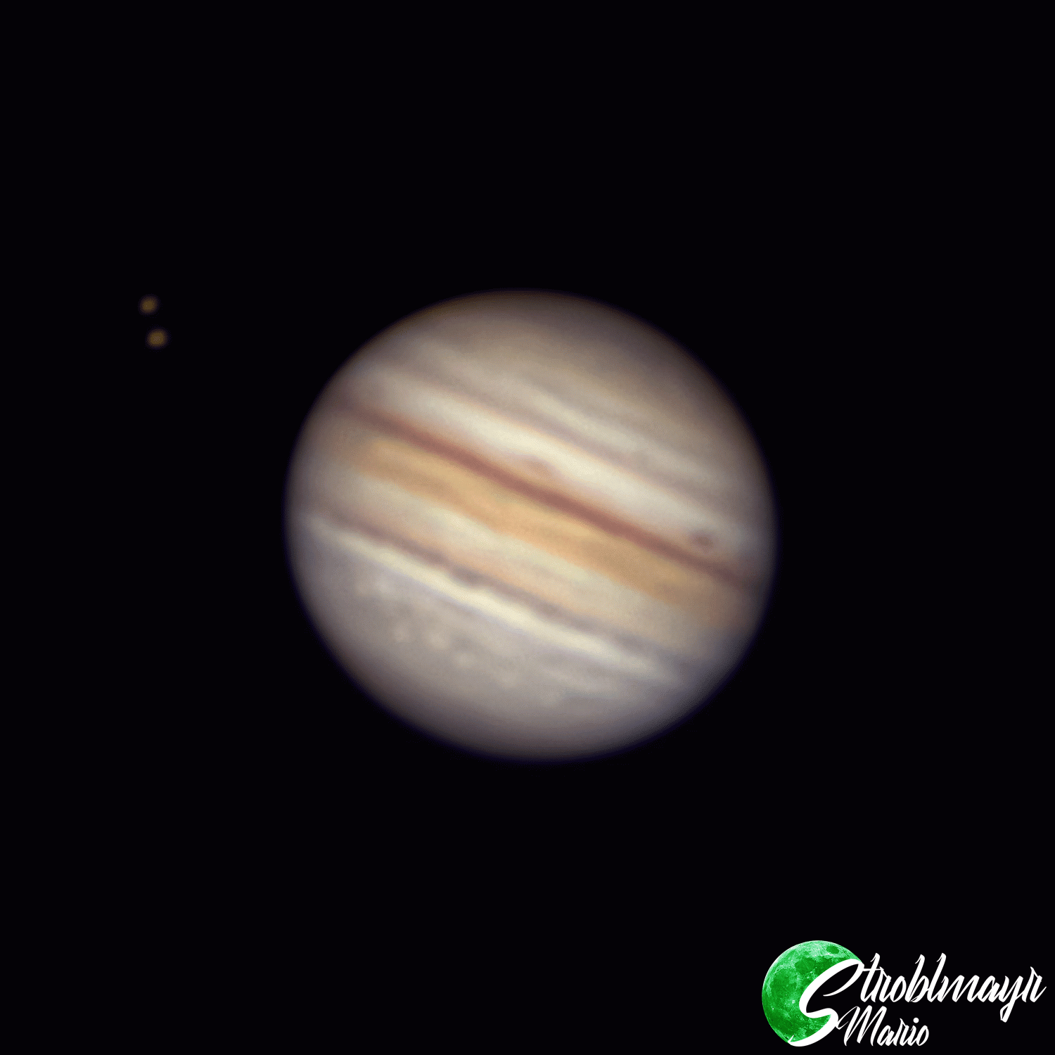 Jupiter mit Europa und Io als 1h Zeitraffer im 16" Dobson am 8.7.2021
