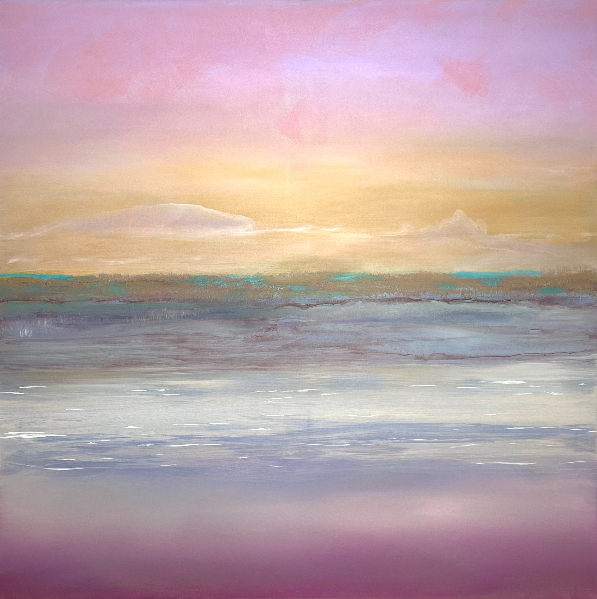 Maleri, "Morning sky", 100 x 100cm, akryl på lærred