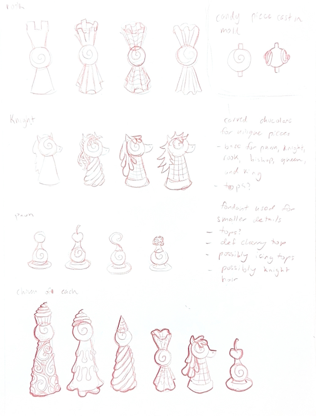 design refinement for rook, knight, and pawn