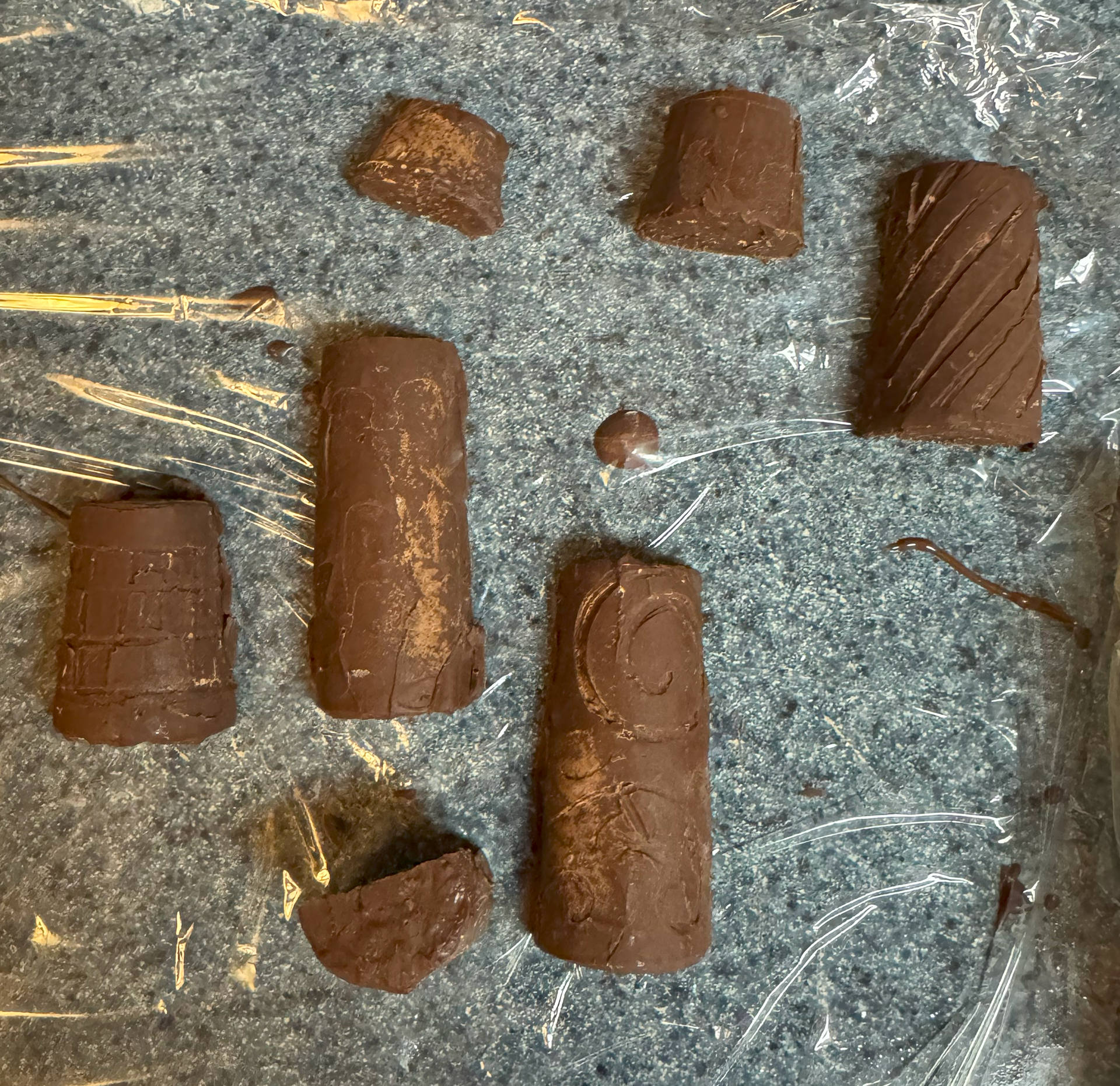 pieces removed from mold