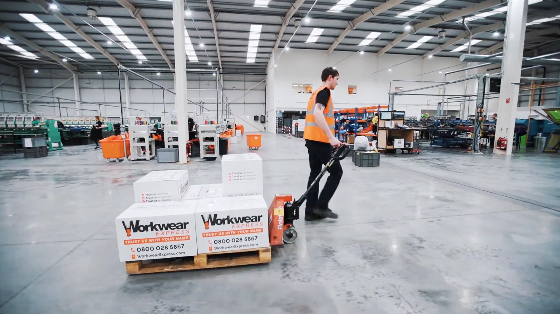 Commercial brand film for Workwear Express, featuring high-end industrial cinematography and professional lighting.