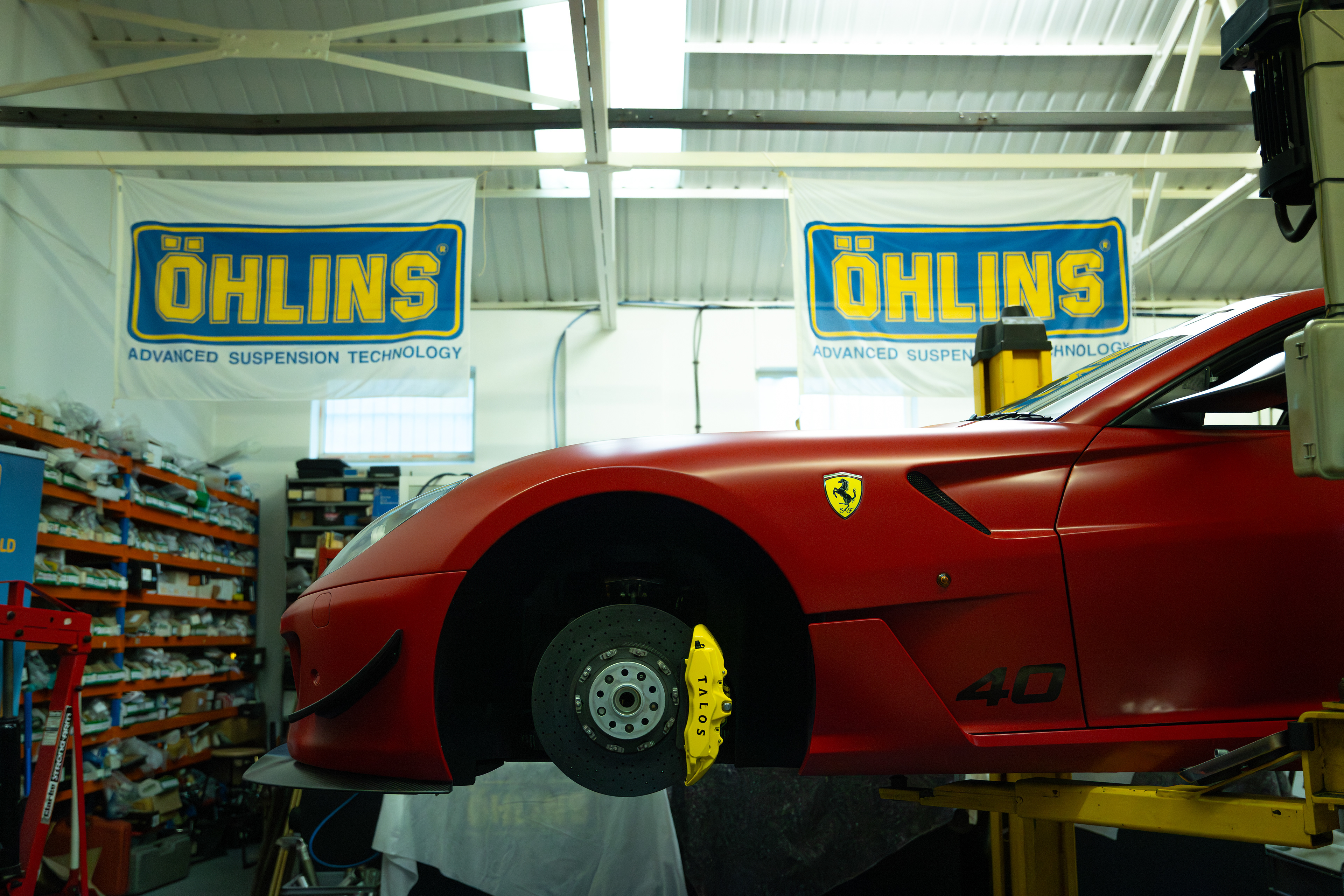 Technical performance film for Ohlins Suspension on the Ferrari XXT, highlighting precision engineering and motion.