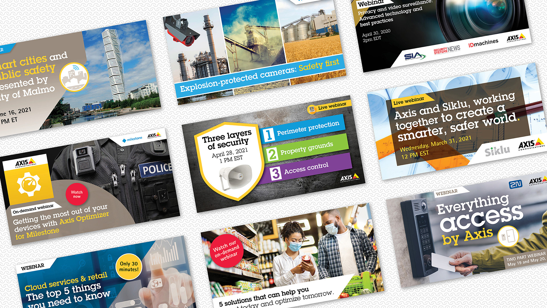 Digital banners for various social media posts.