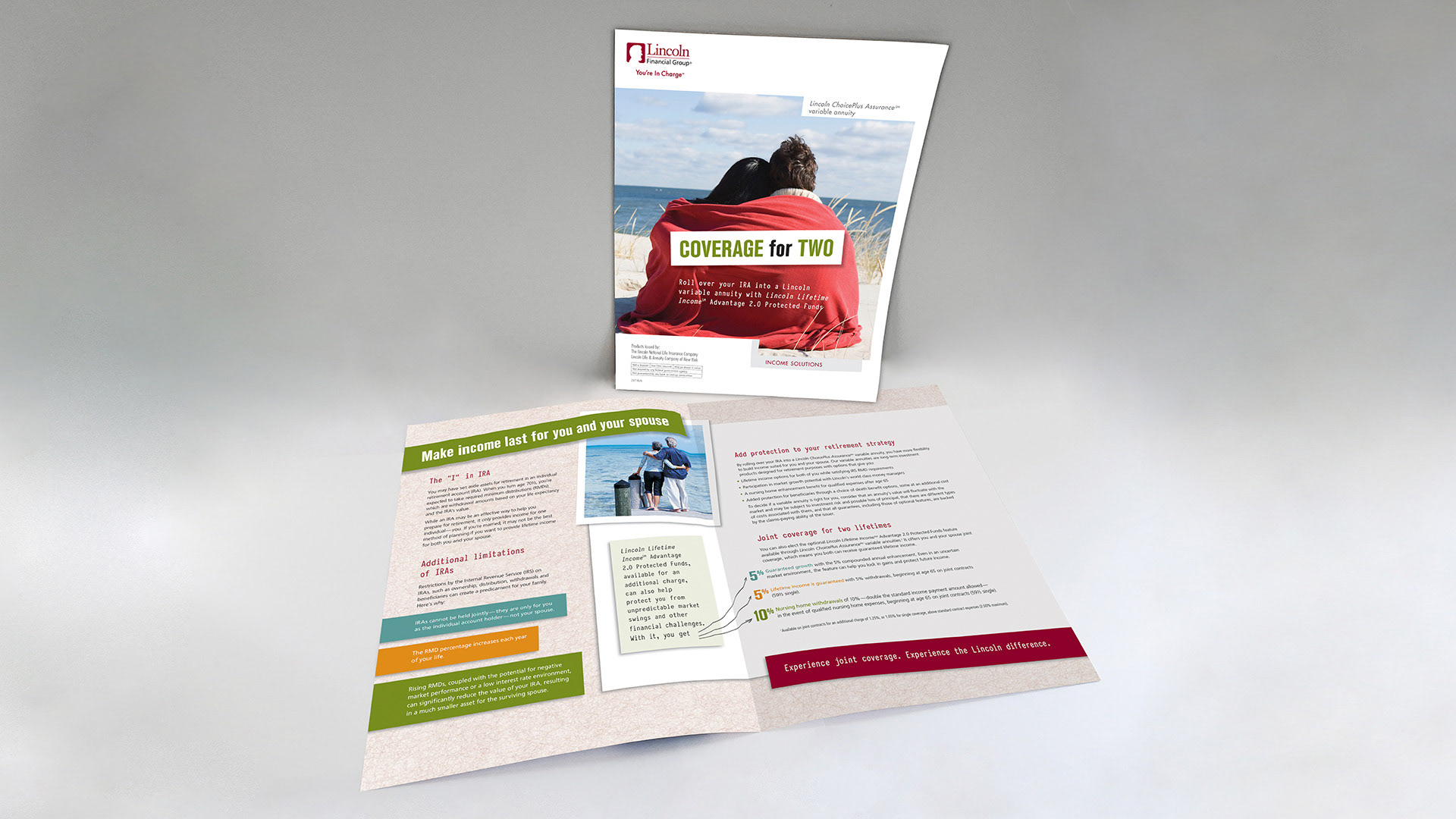 Printed brochure highlighting insurance coverage.