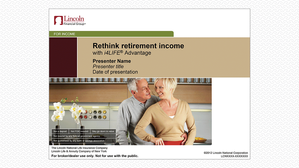 Presentation template for broker/dealer sales training.