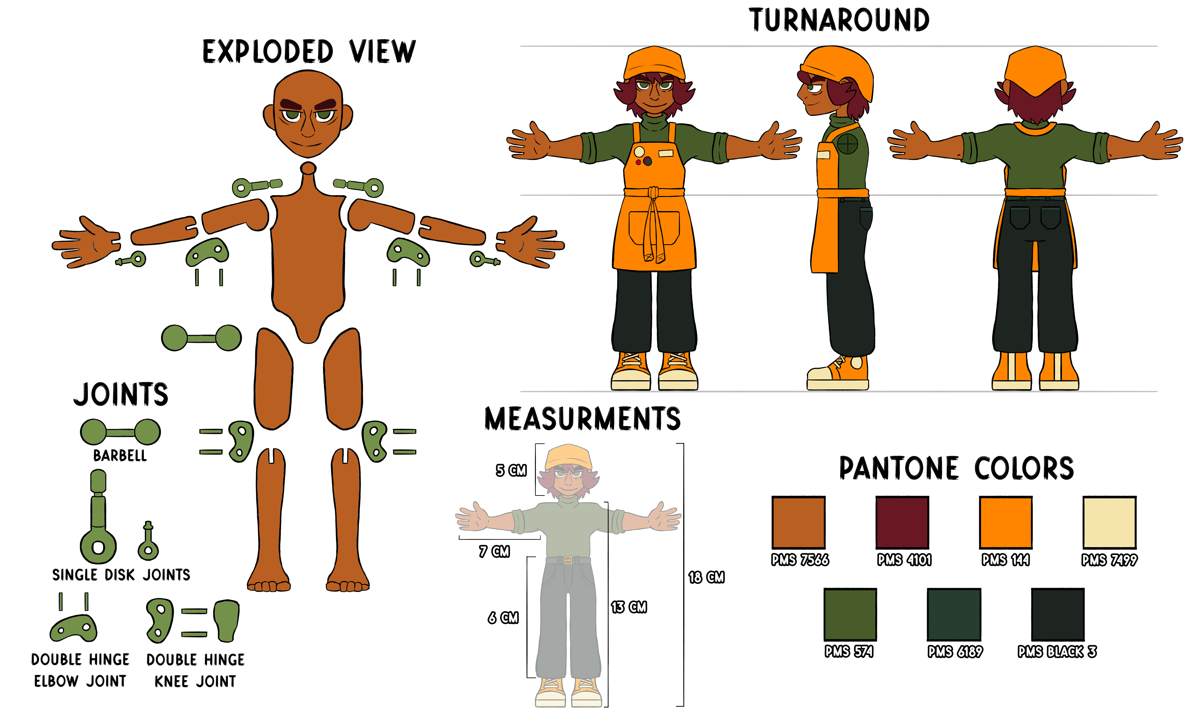Max - Full Turnaround, Pantones, Exploded View, and Measurements