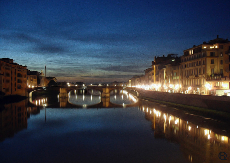 Florence Night River View, , photograph by Blue Quartz Design