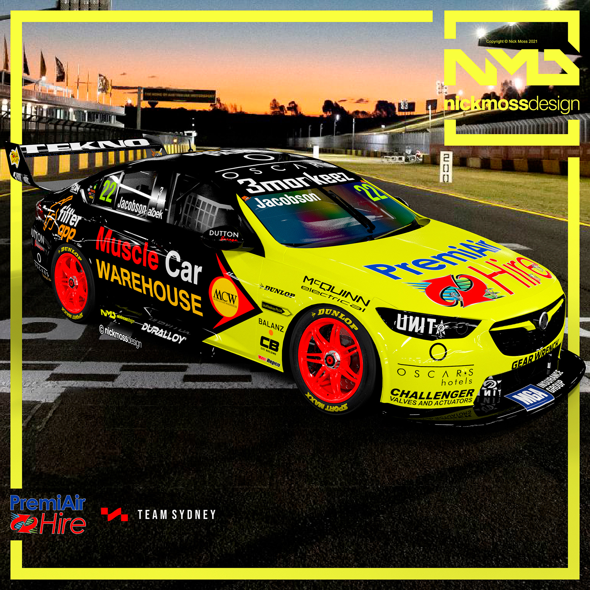 nickmossdesign - 2021 TEAM SYDNEY MCW PremiAir Supercars Livery Design