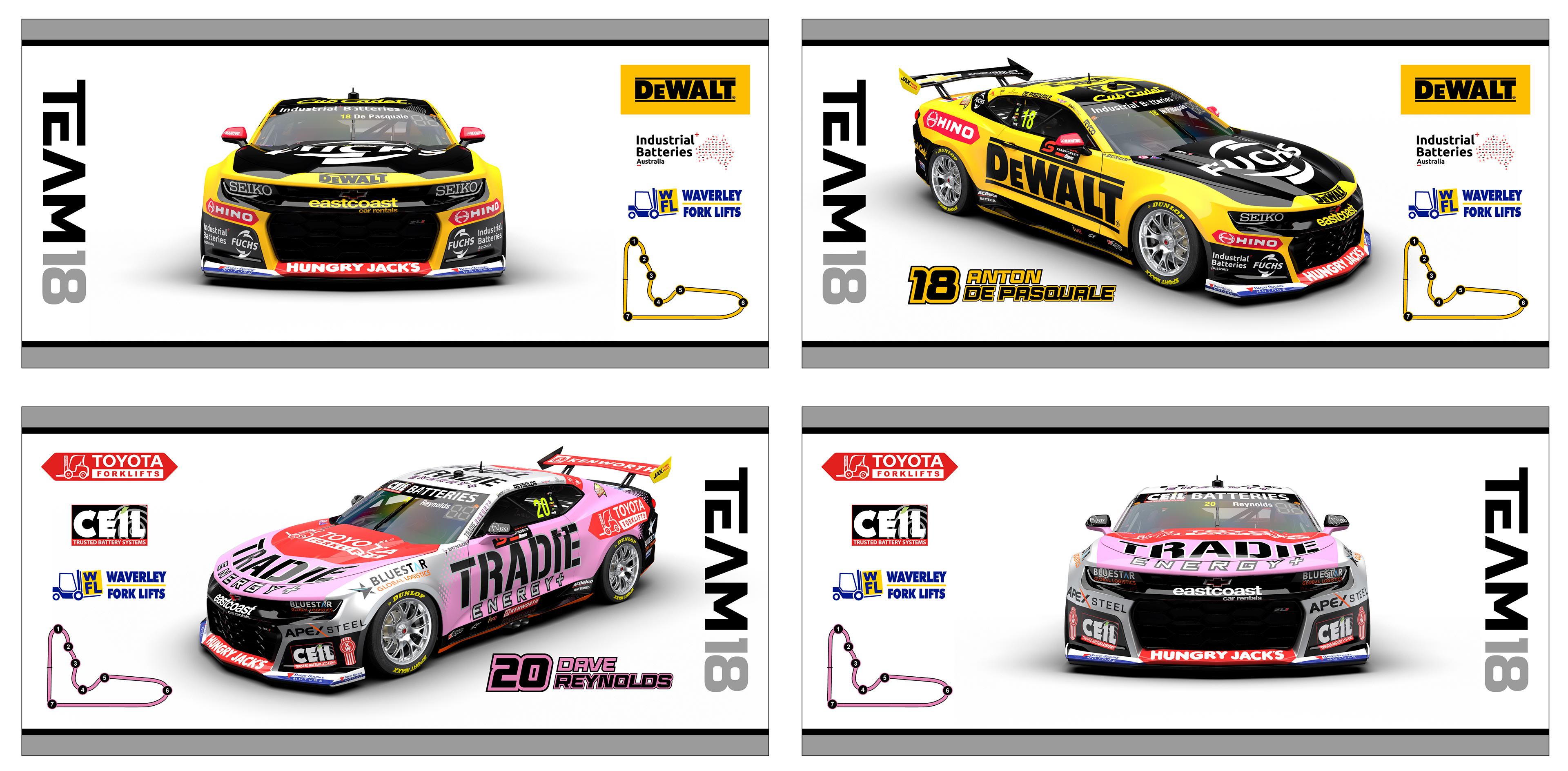 NMD nickmossdesign - 2025 TEAM18 DEWALT & TRADIE ENERGY Supercars Hospitality Suite Design