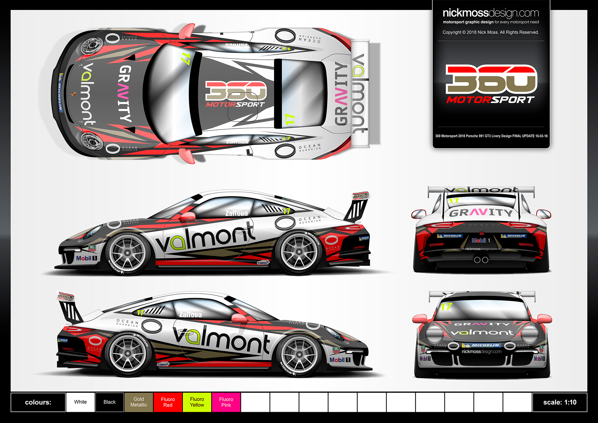 nickmossdesign - 2018 VALMONT RACING PORSCHE CARRERA CUP CHALLENGE LIVERY DESIGN