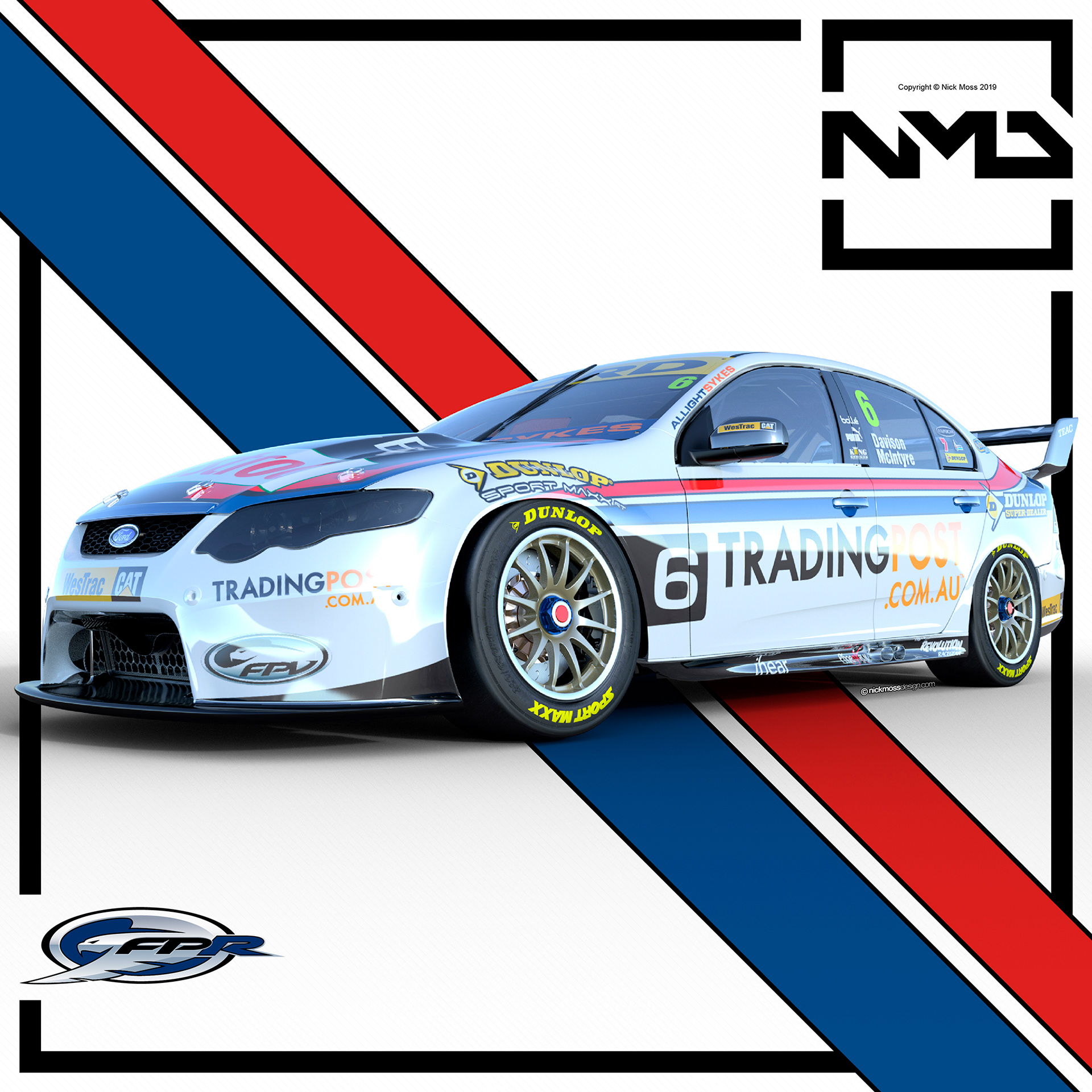 nickmossdesign - 2012 FORD PERFROMANCE RACING (FPR) TRADING POST SUPERCARS RETRO LIVERY DESIGN