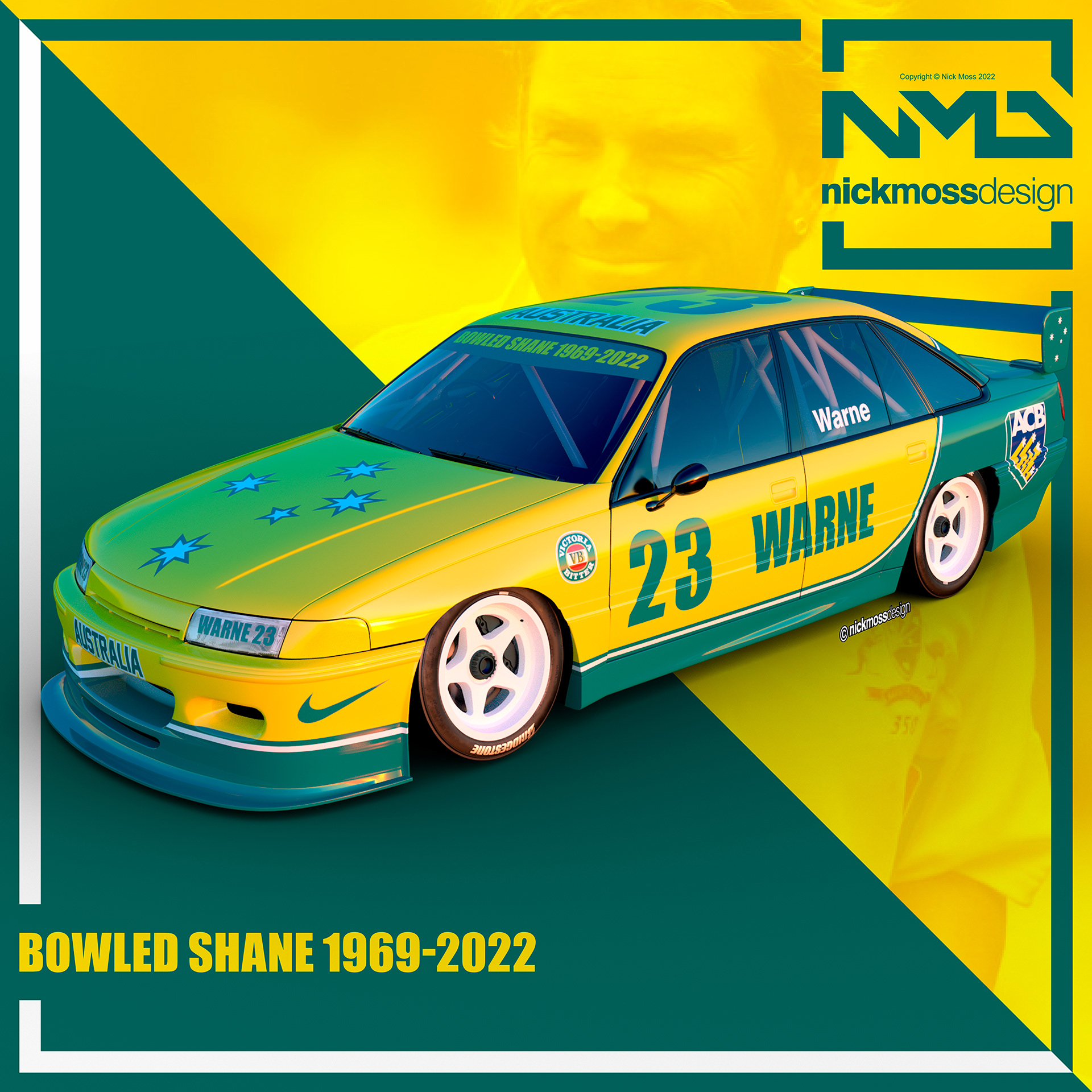 nickmossdesign - RIP SHANE WARNE Tribute Supercar Livery Design