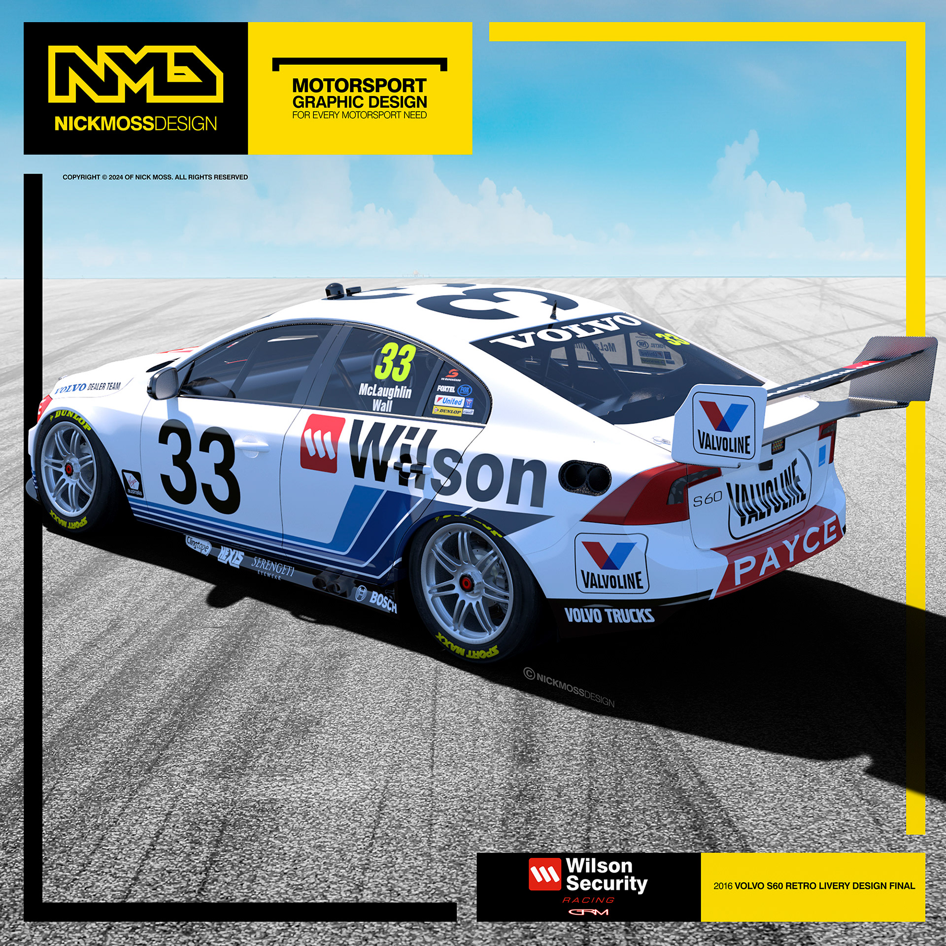 NMD nickmossdesign - 2016 Garry Rogers Motorsport Wilson Security Valvoline S60 Volvo Livery Design