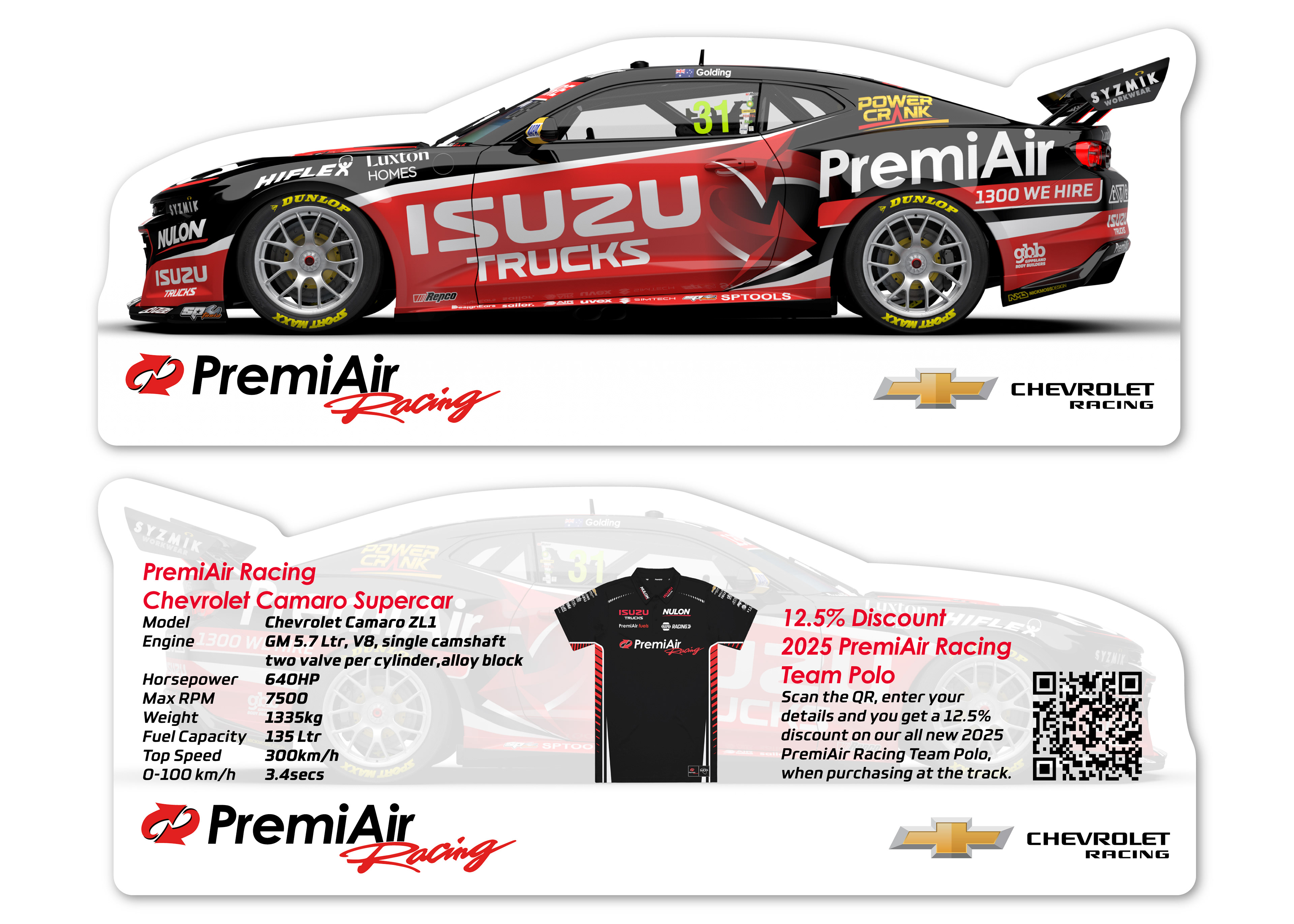 NMD nickmossdesign - 2025 PREMI-AIR RACING GEN3 Supercar Camaro Signing Card Designs