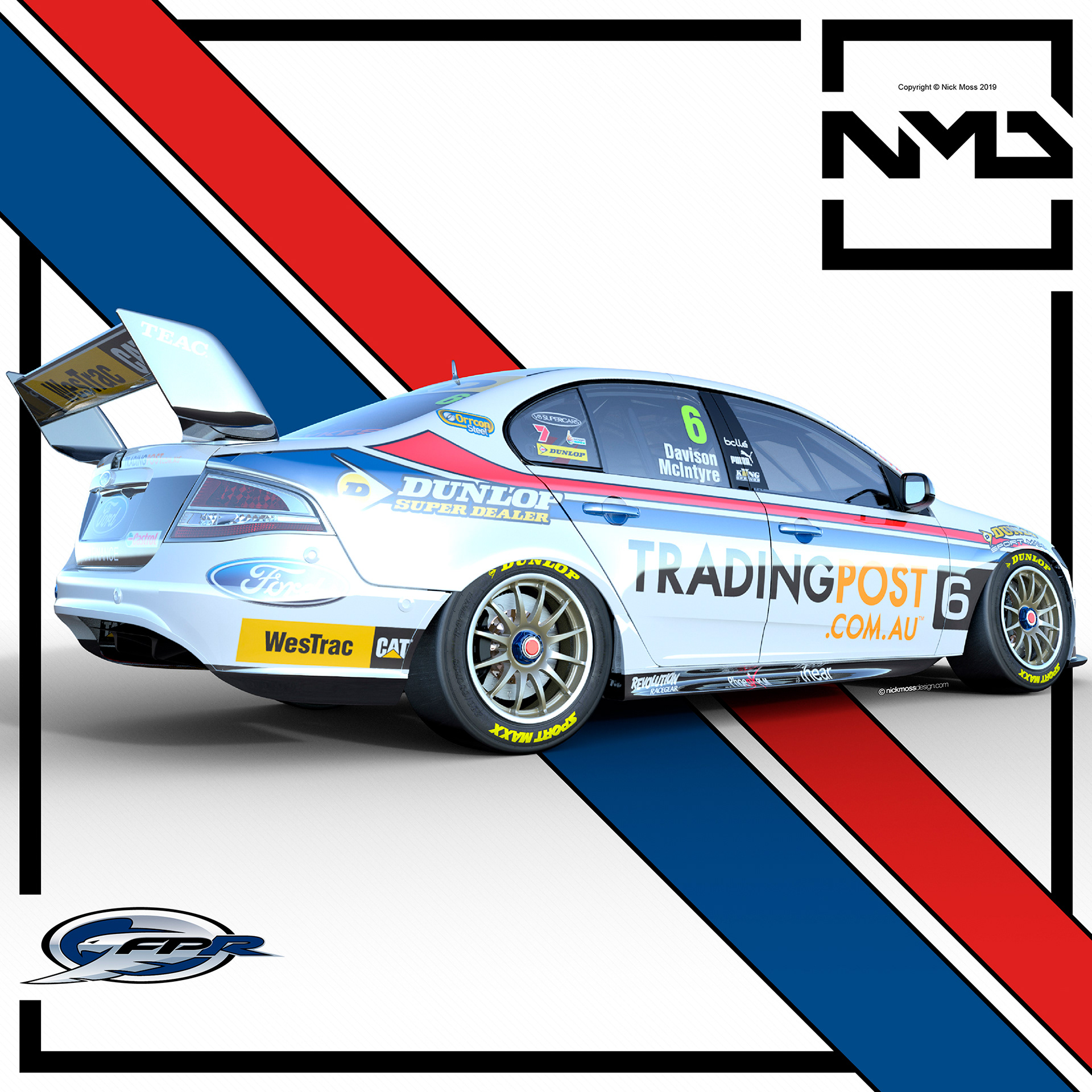 nickmossdesign - 2012 FORD PERFROMANCE RACING (FPR) TRADING POST SUPERCARS RETRO LIVERY DESIGN