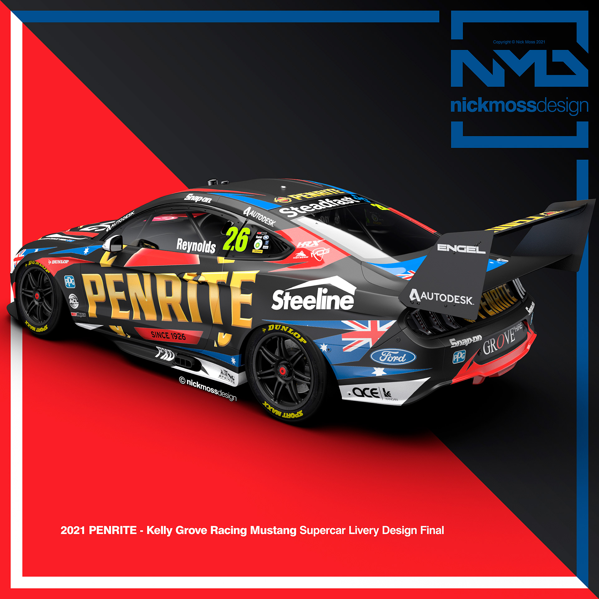 nickmossdesign - 2021 PENRITE Racing David Reynolds Supercars Livery Design