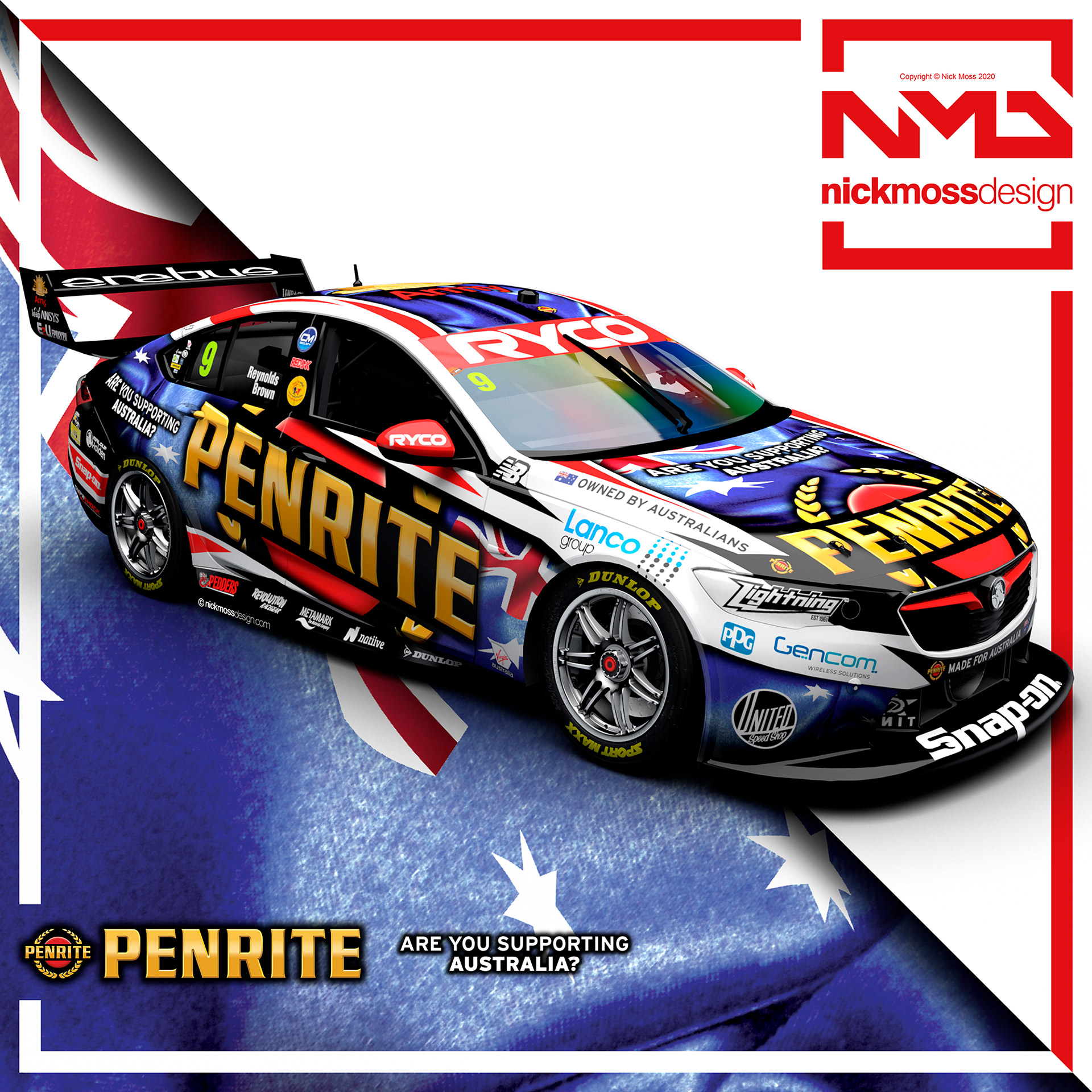 nickmossdesign - 2020 PENRITE RACING "ARE YOU SUPPORTING AUSTRALIA" SUPERCARS LIVERY DESIGN