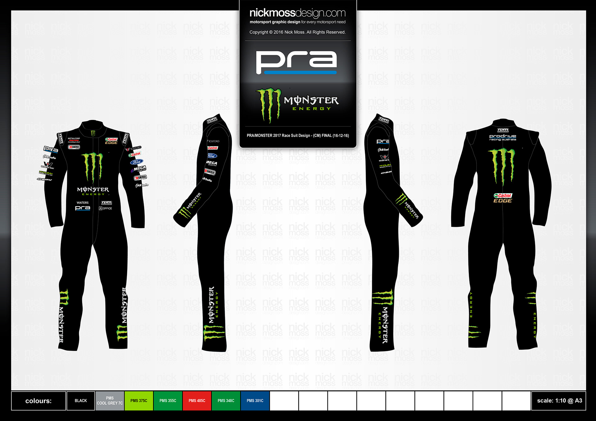 nickmossdesign - 2017 Prodrive Racing Australia (PRA) Monster Energy Race Suit Design