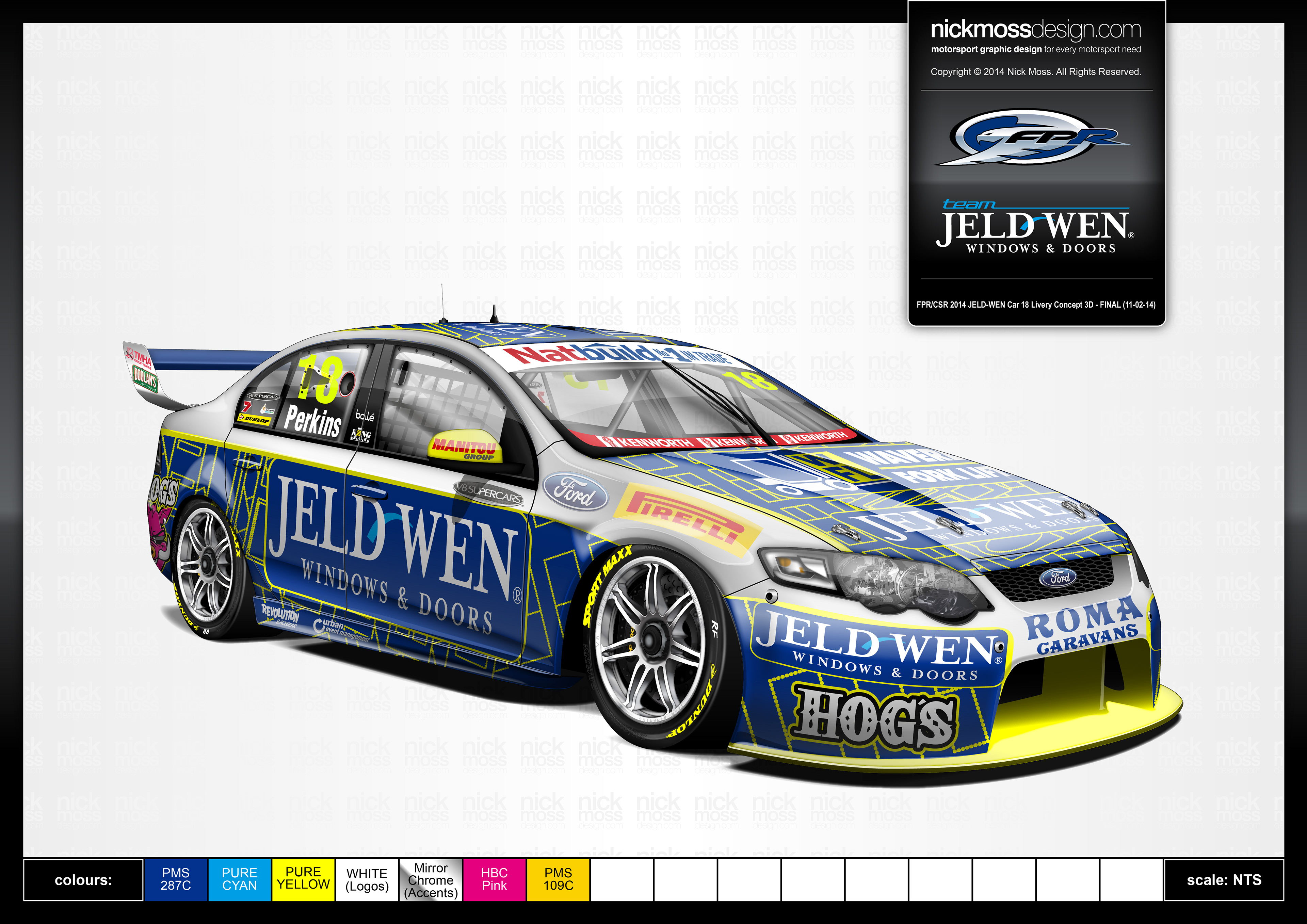 nickmossdesign - 2014 FORD PERFROMANCE RACING (FPR) JELDWEN SUPERCARS LIVERY DESIGN