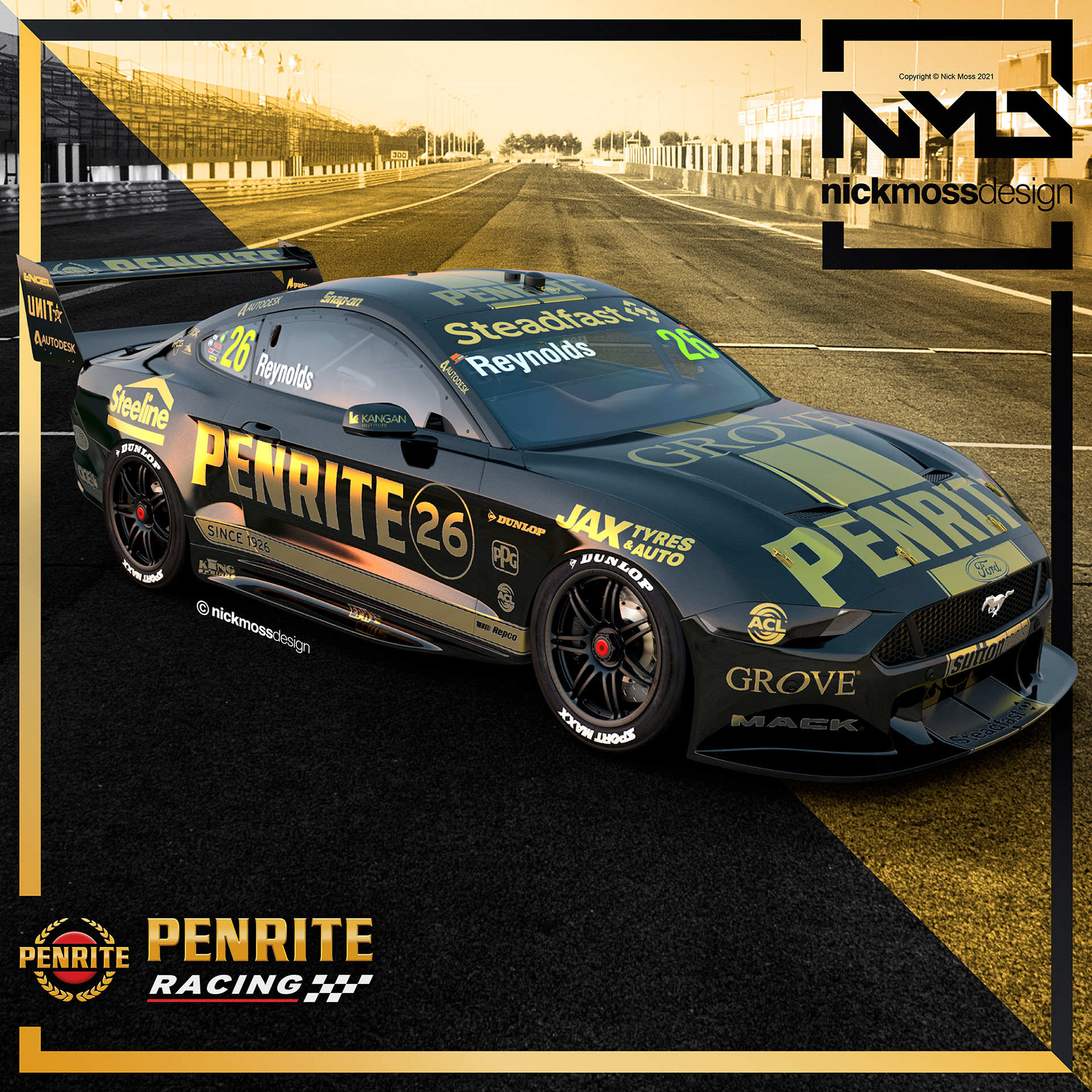 nickmossdesign - 2021 PENRITE Racing David Reynolds Supercars RETRO Livery Design