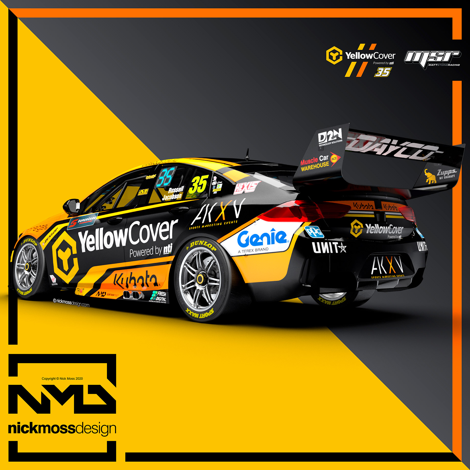 nickmossdesign - 2020 MATT STONE RACING YELLOW COVER SUPERCARS LIVERY DESIGN