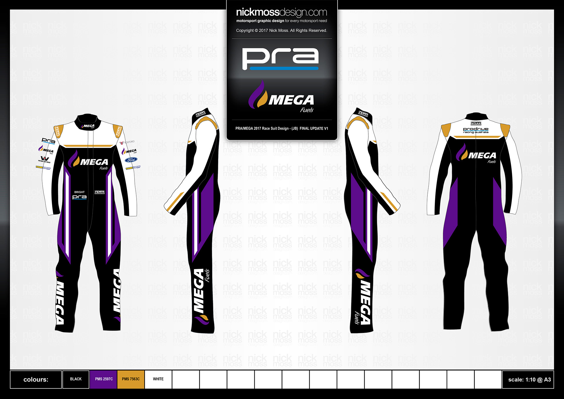 nickmossdesign - 2017 Prodrive Racing Australia (PRA) MEGA Fuels Race Suit Design