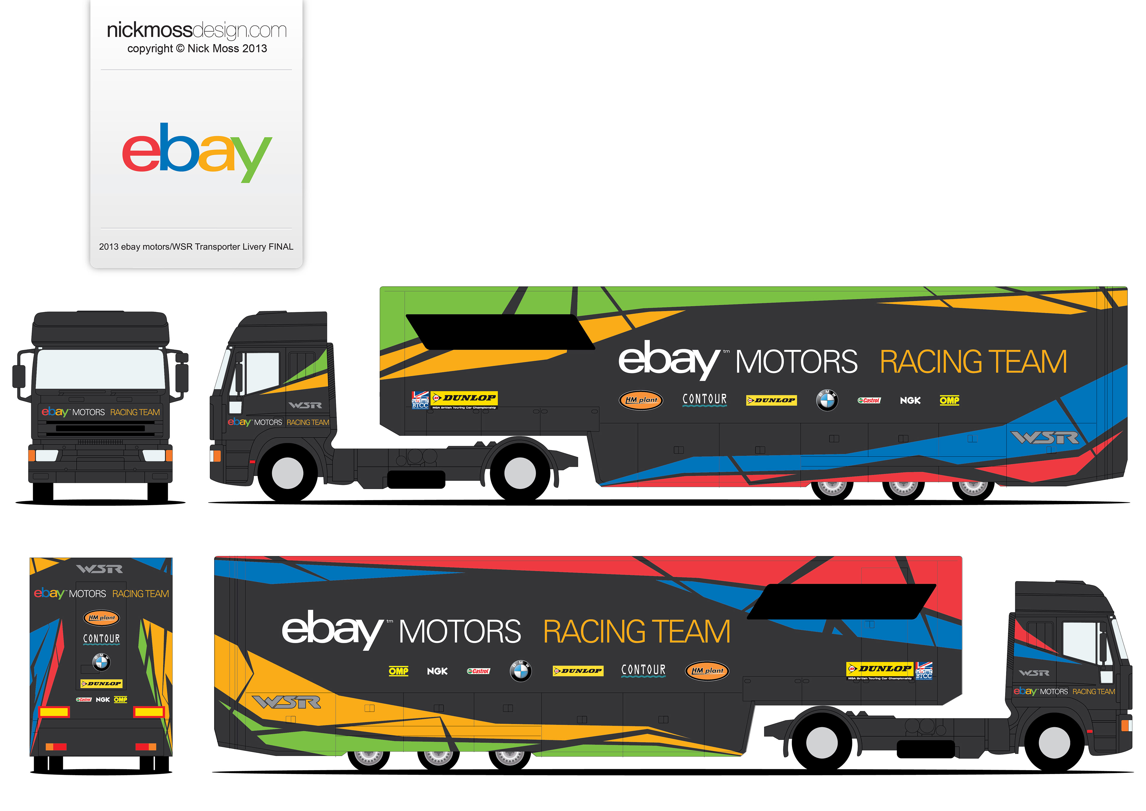 nickmossdesign - 2013 WEST SURREY RACING BMW EBAY MOTORS BTCC TRANSPORTER LIVERY DESIGN