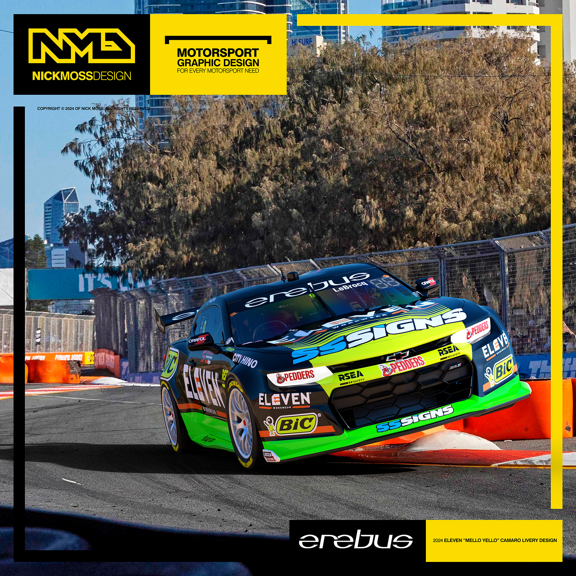 NMD nickmossdesign  - 2025 EREBUS MOTORSPORT Jack LeBrocq GEN3 Camaro Supercars Livery Design